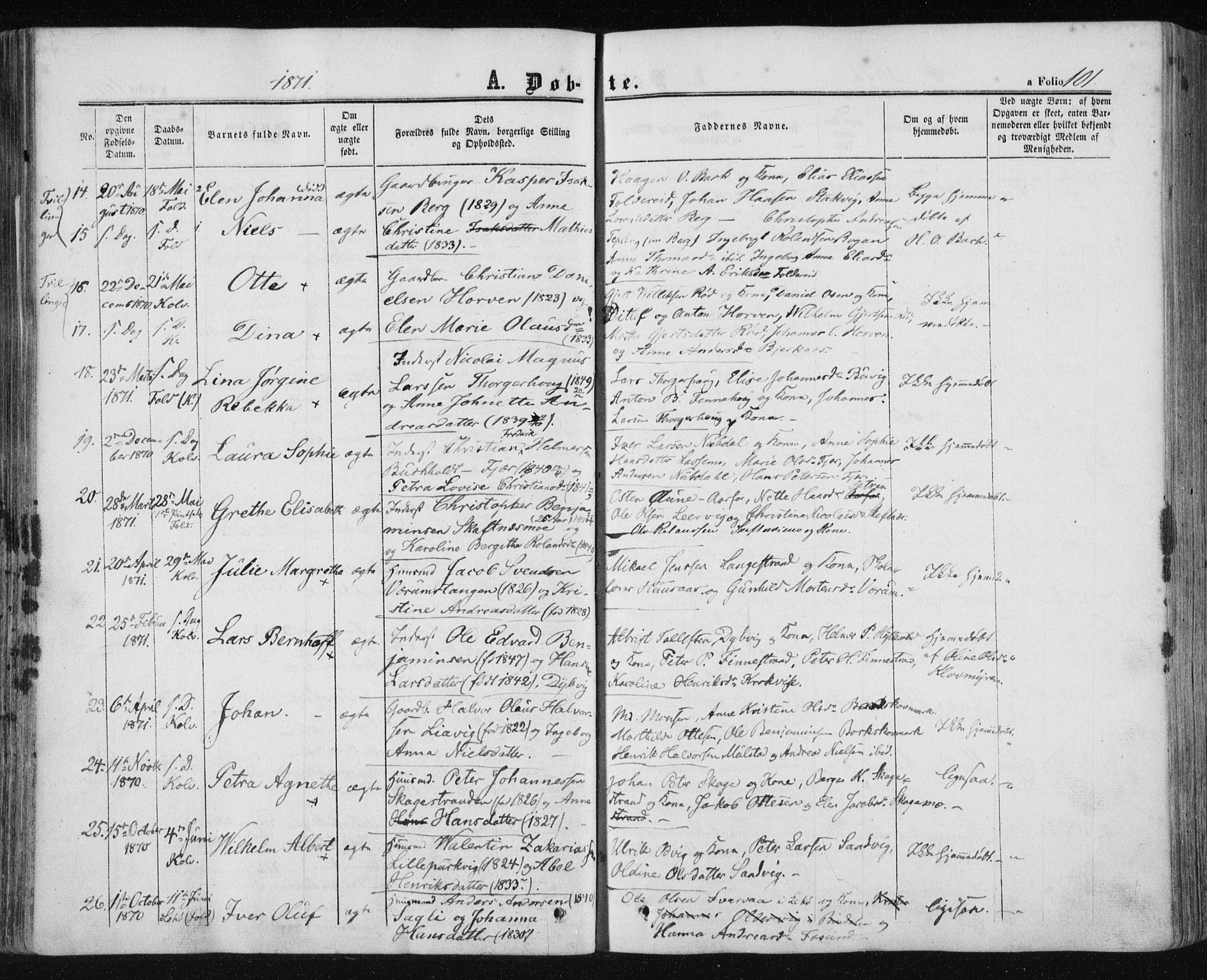 Ministerialprotokoller, klokkerbøker og fødselsregistre - Nord-Trøndelag, SAT/A-1458/780/L0641: Parish register (official) no. 780A06, 1857-1874, p. 101