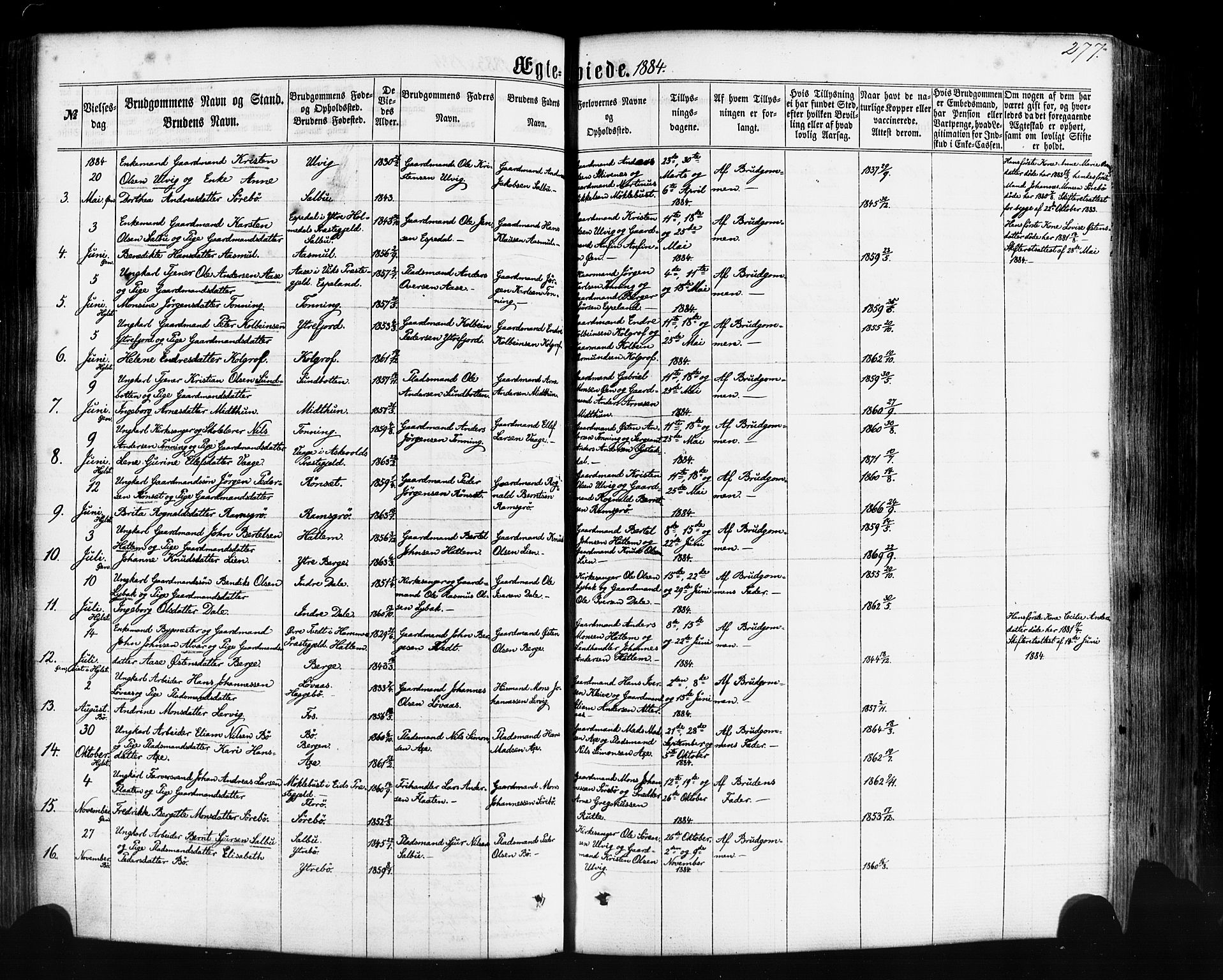 Hyllestad sokneprestembete, SAB/A-80401: Parish register (official) no. A 1, 1861-1886, p. 277