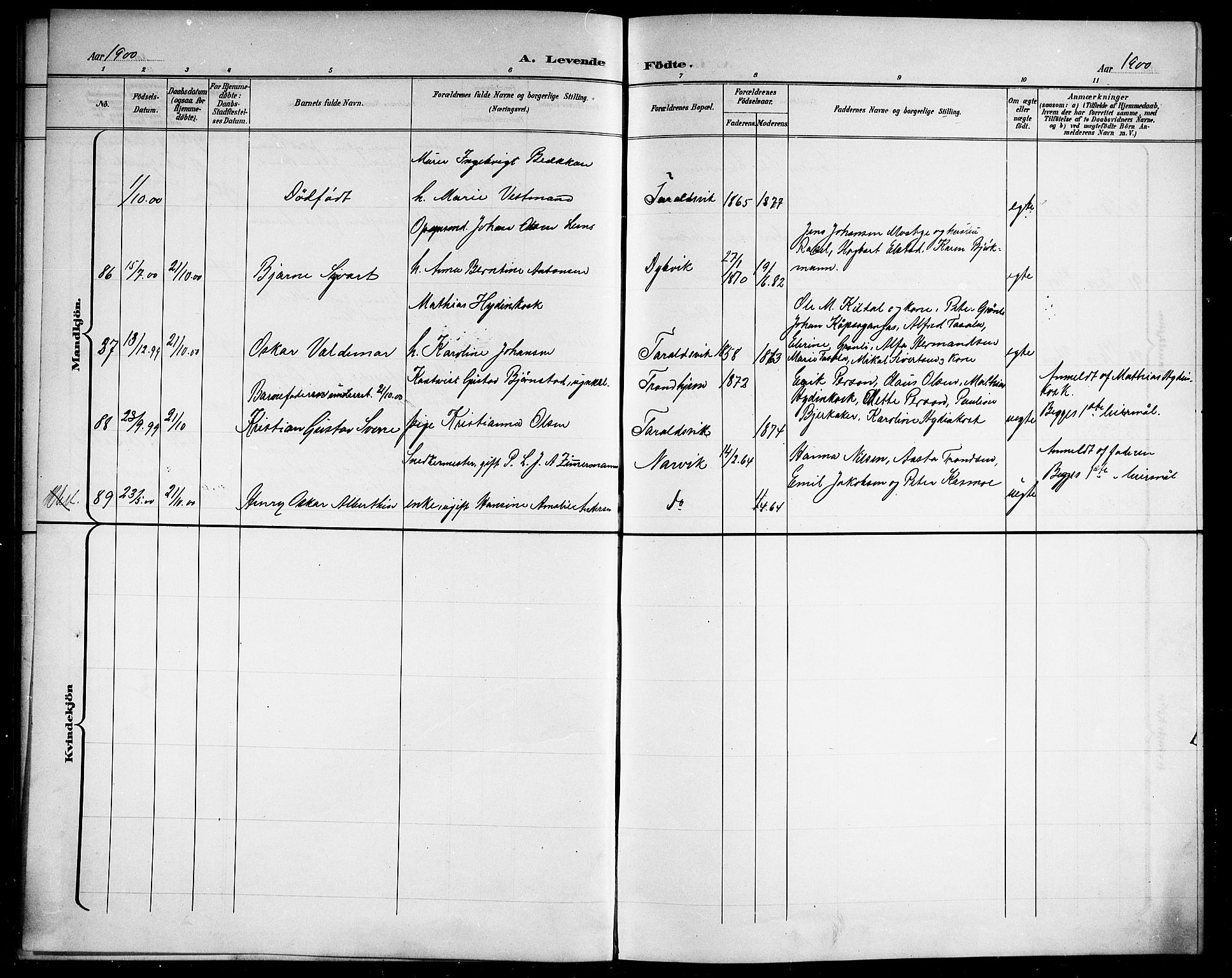 Ministerialprotokoller, klokkerbøker og fødselsregistre - Nordland, AV/SAT-A-1459/866/L0953: Parish register (copy) no. 866C02, 1900-1905