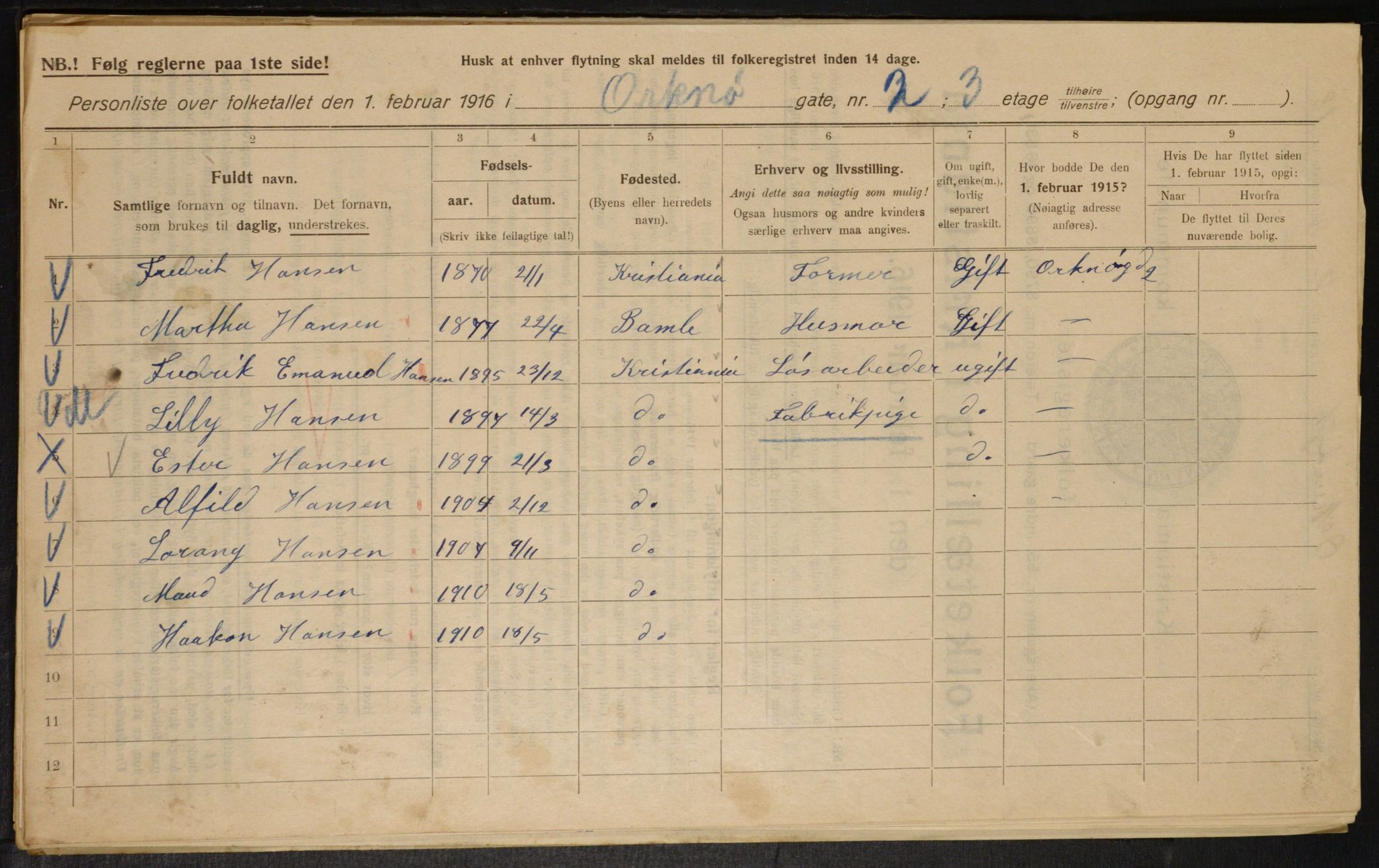 OBA, Municipal Census 1916 for Kristiania, 1916, p. 77817