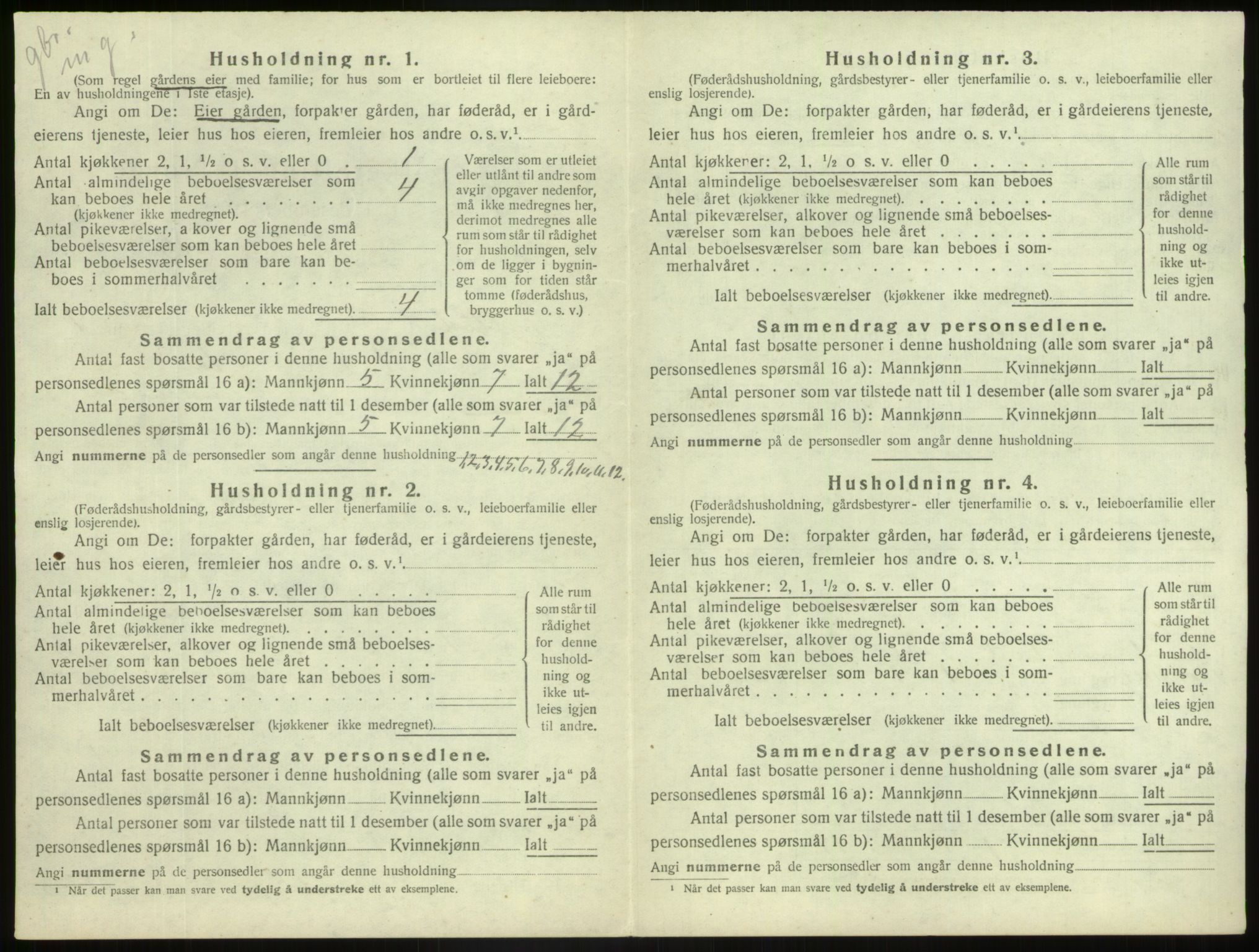 SAB, 1920 census for Jostedal, 1920, p. 45