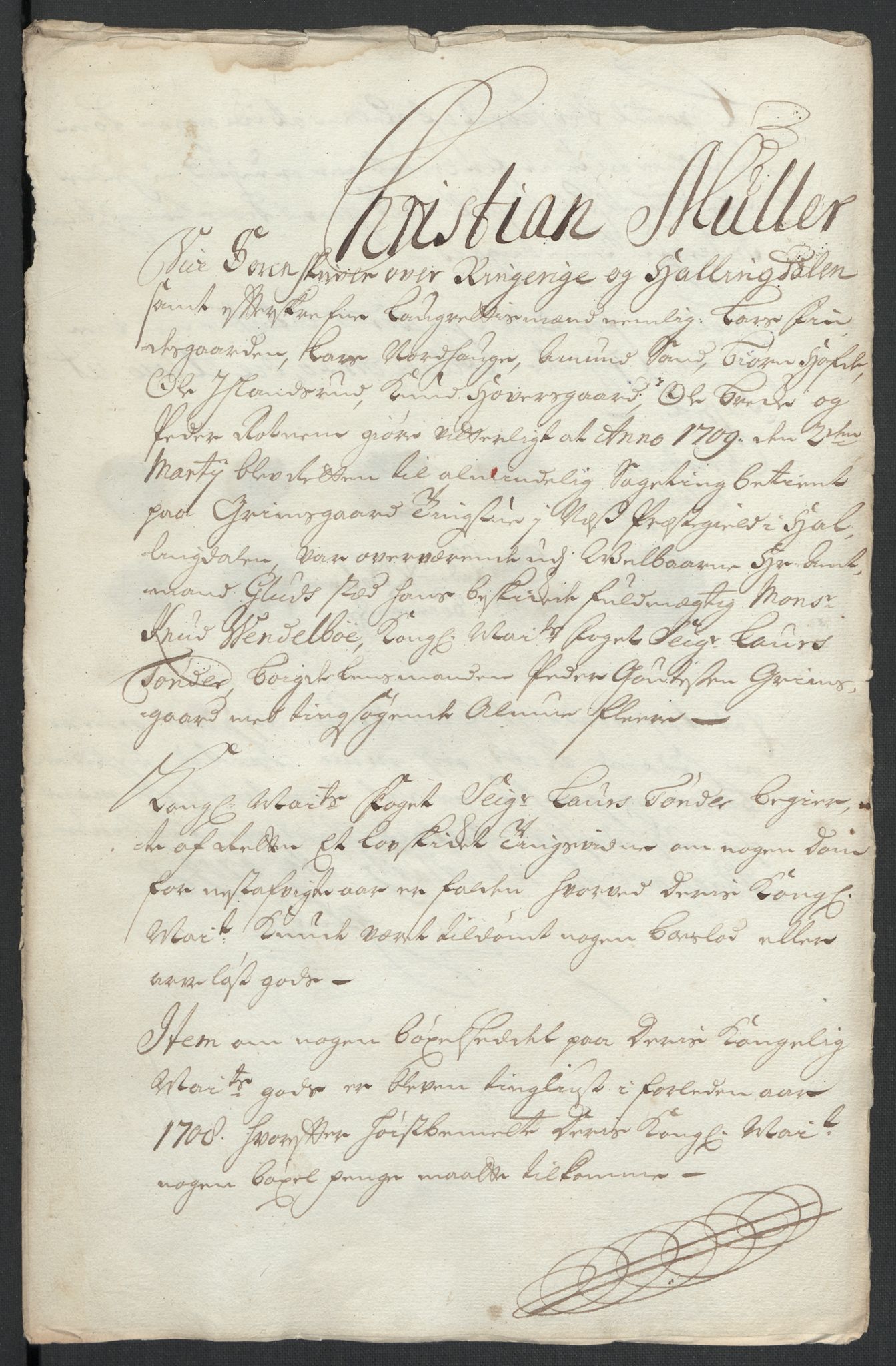 Rentekammeret inntil 1814, Reviderte regnskaper, Fogderegnskap, AV/RA-EA-4092/R22/L1467: Fogderegnskap Ringerike, Hallingdal og Buskerud, 1708, p. 128