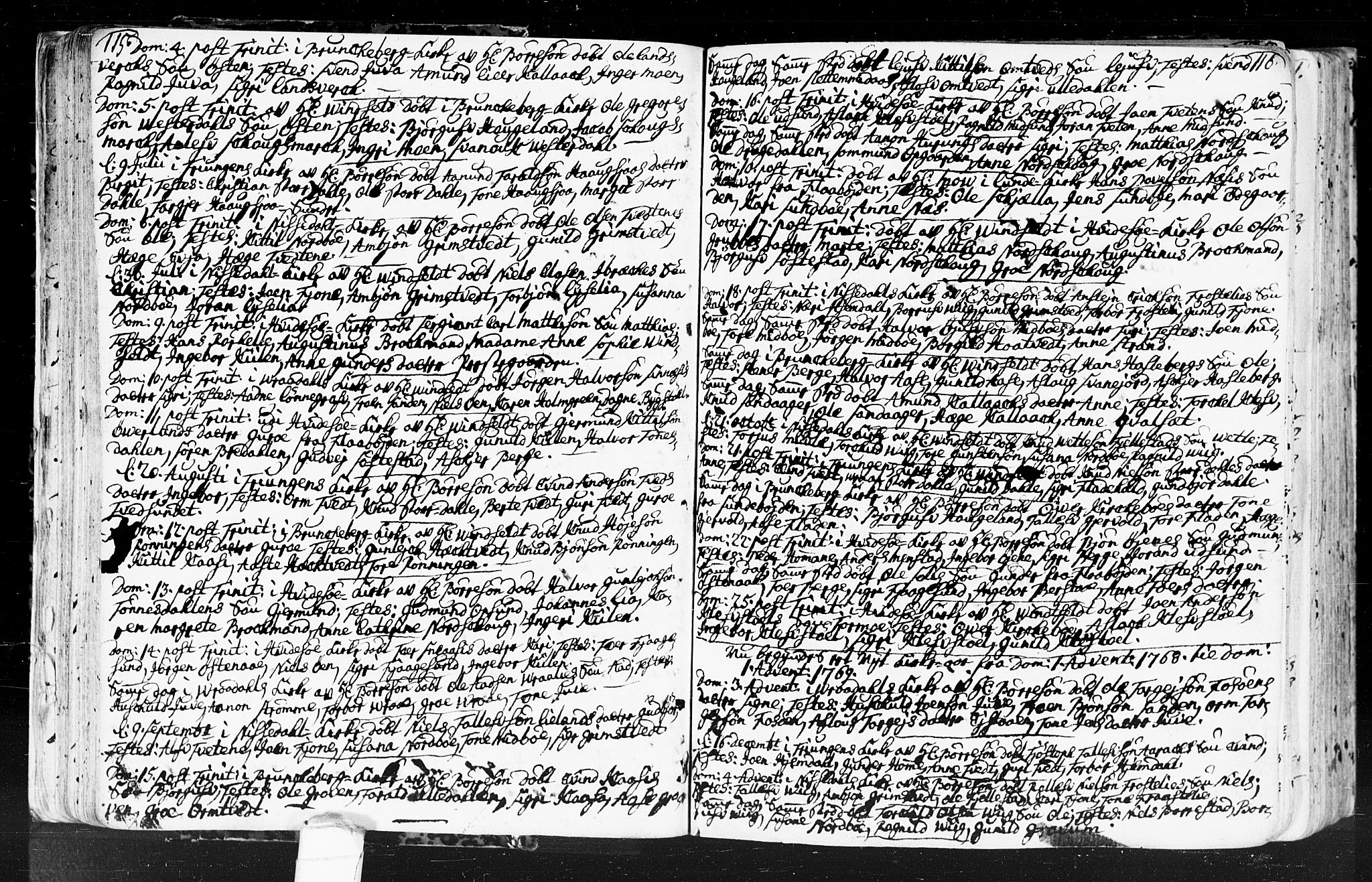 Kviteseid kirkebøker, SAKO/A-276/F/Fa/L0001: Parish register (official) no. I 1, 1754-1773, p. 115-116