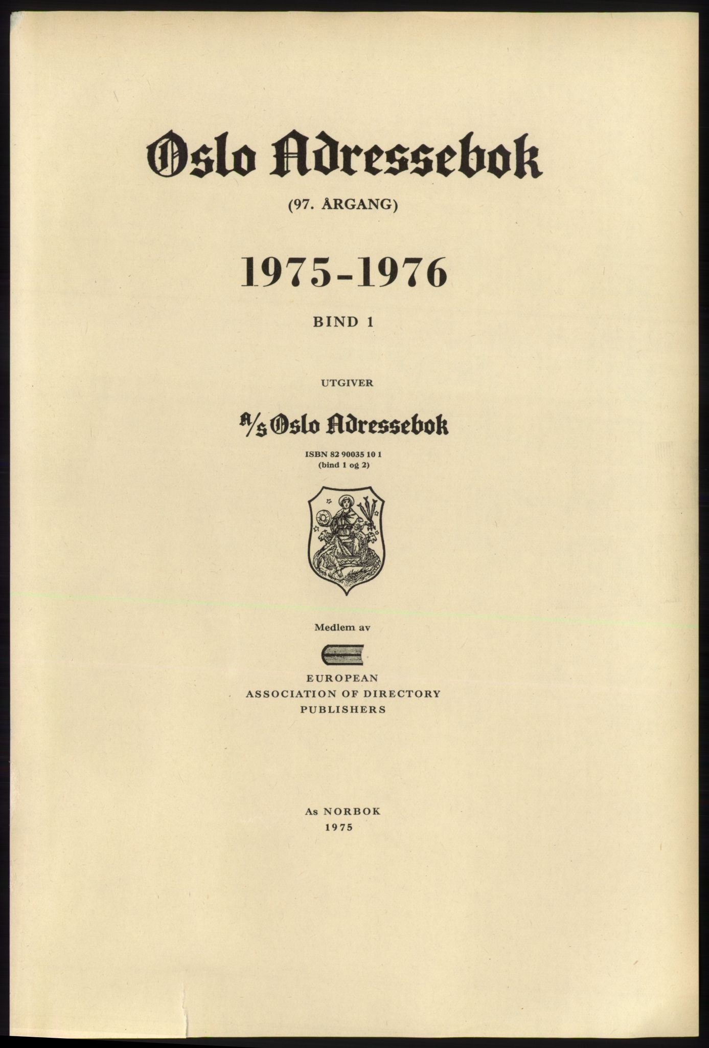 Kristiania/Oslo adressebok, PUBL/-, 1975-1976