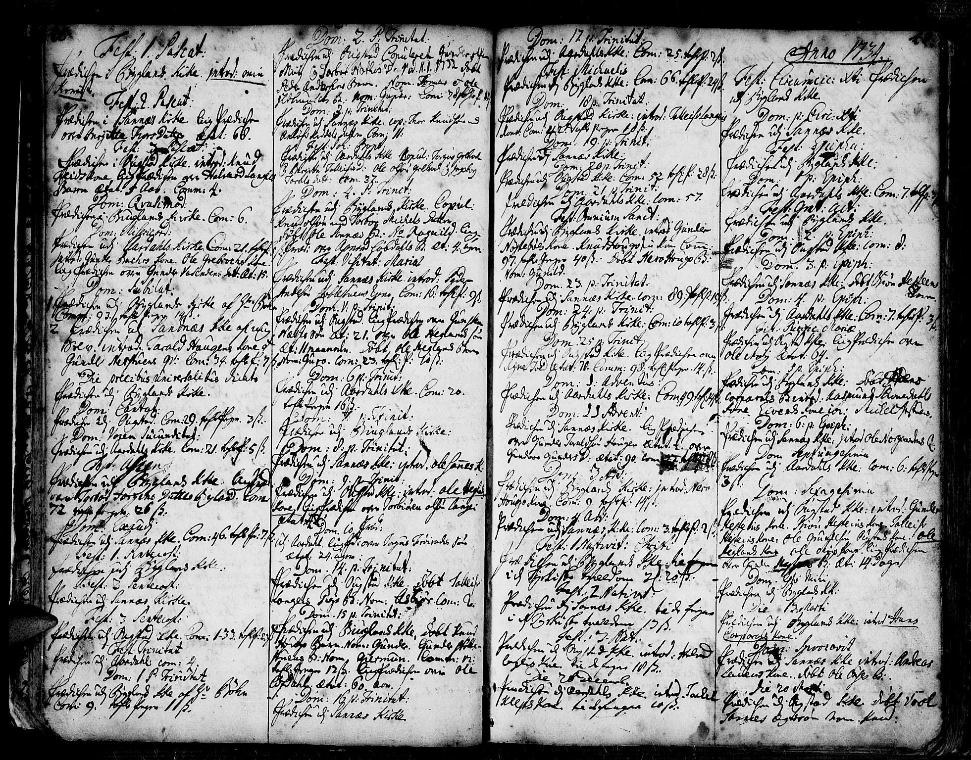 Bygland sokneprestkontor, SAK/1111-0006/F/Fa/Fab/L0001: Parish register (official) no. A 1, 1725-1766, p. 46-47