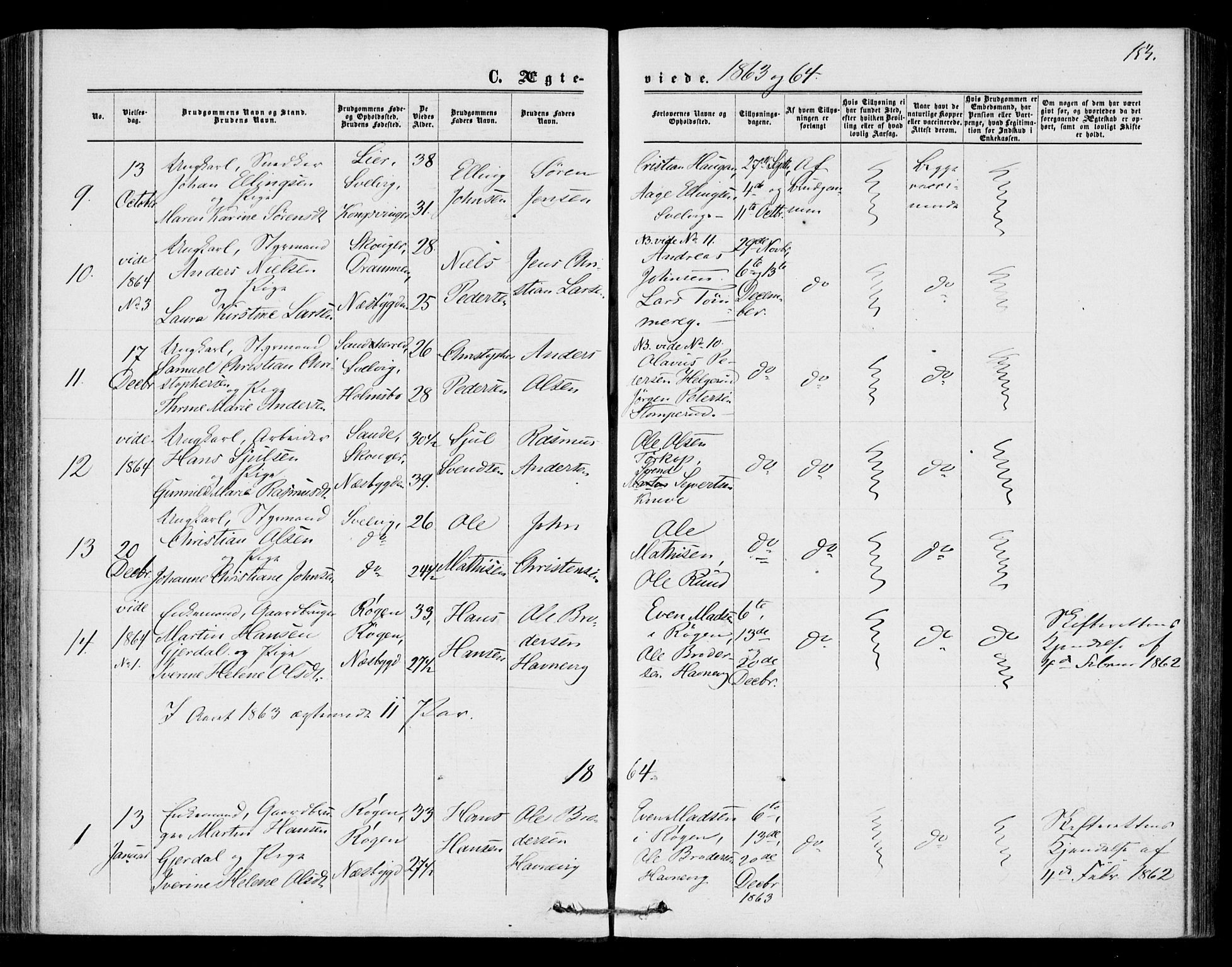 Strømm kirkebøker, SAKO/A-322/F/Fa/L0001: Parish register (official) no. I 1, 1861-1869, p. 154
