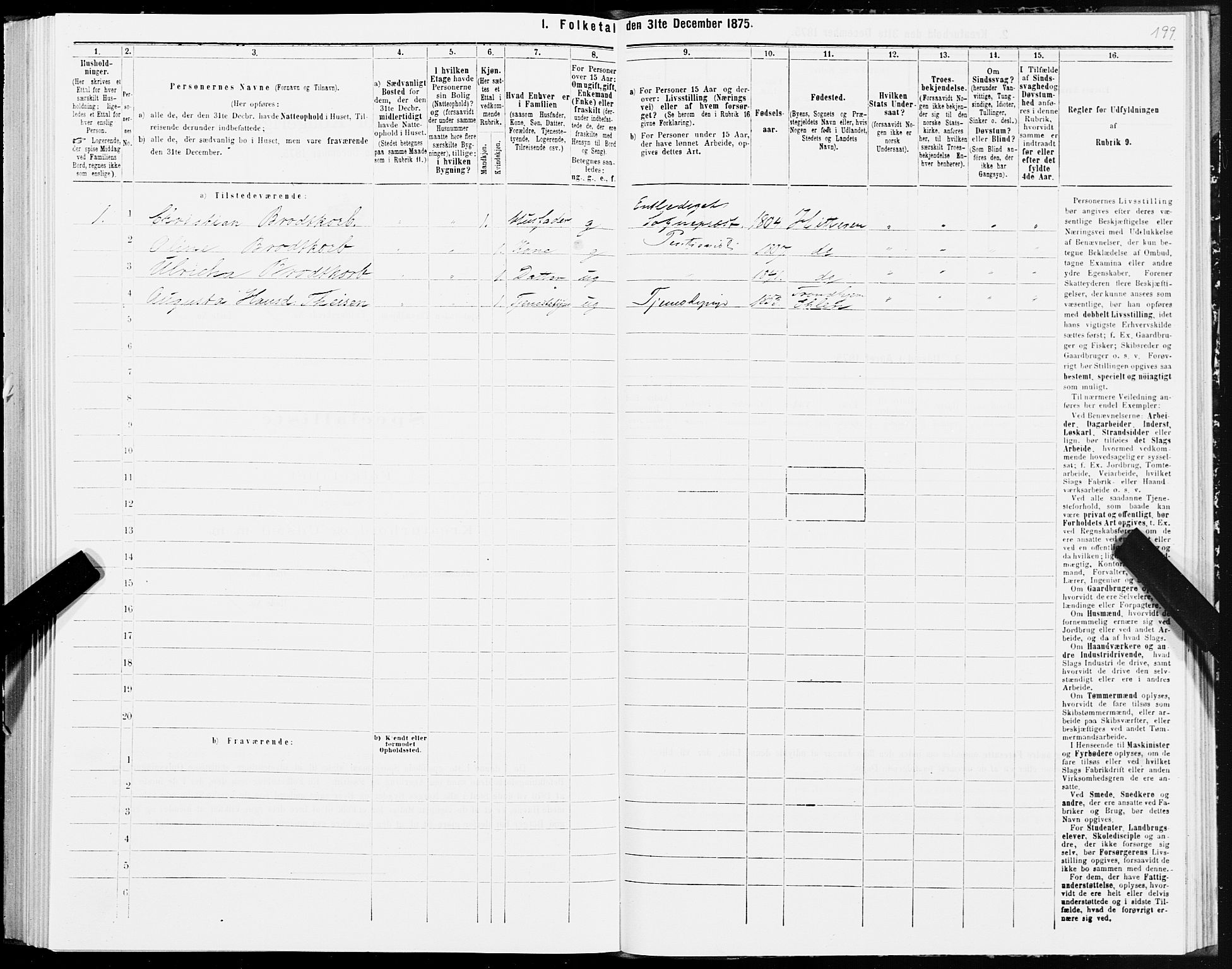 SAT, 1875 census for 1601 Trondheim, 1875, p. 5199