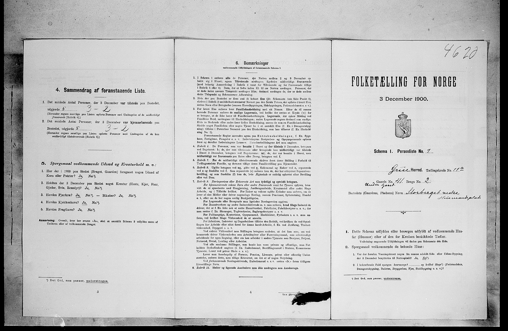 SAH, 1900 census for Grue, 1900, p. 1734