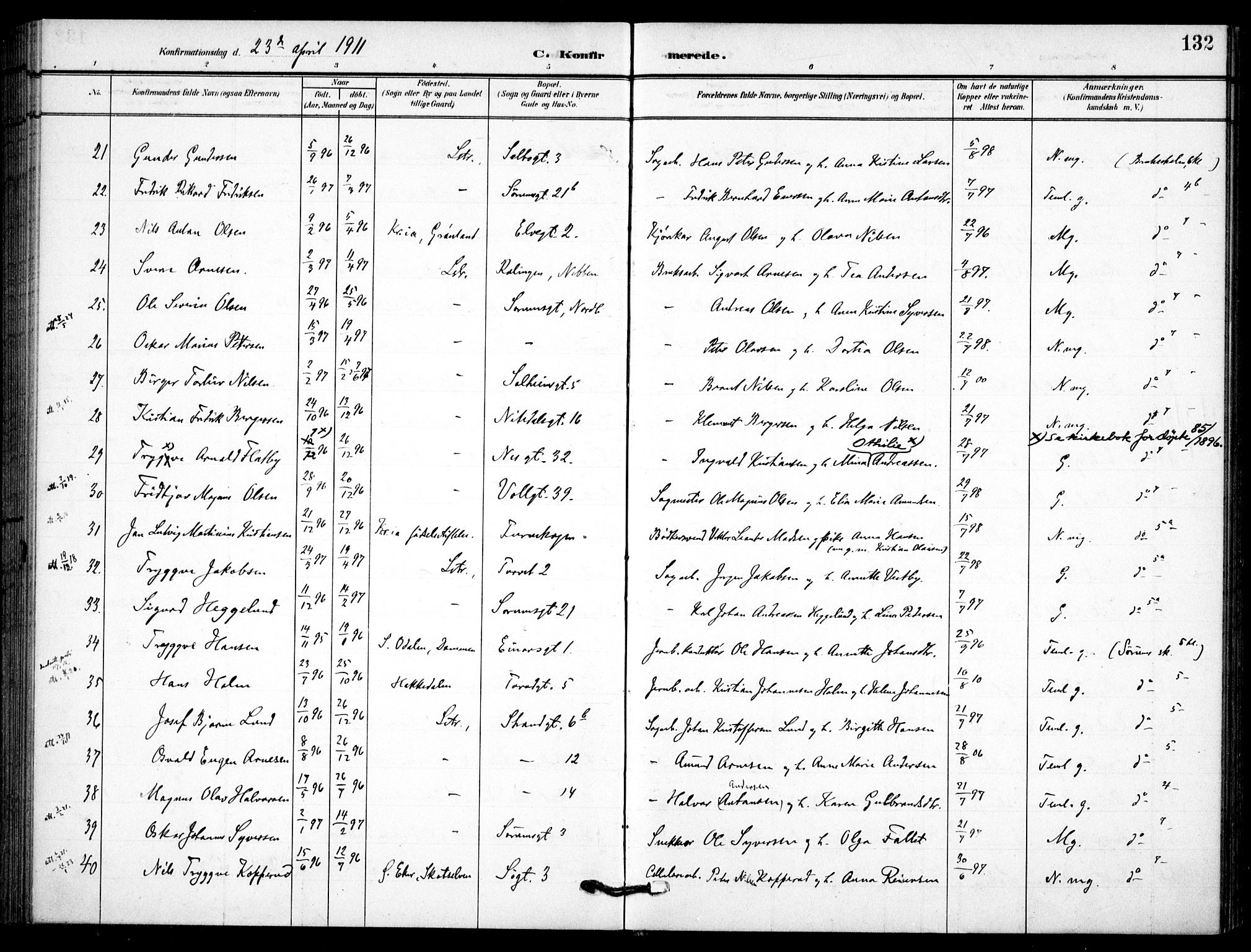 Skedsmo prestekontor Kirkebøker, AV/SAO-A-10033a/F/Fc/L0001: Parish register (official) no. III 1, 1908-1916, p. 132