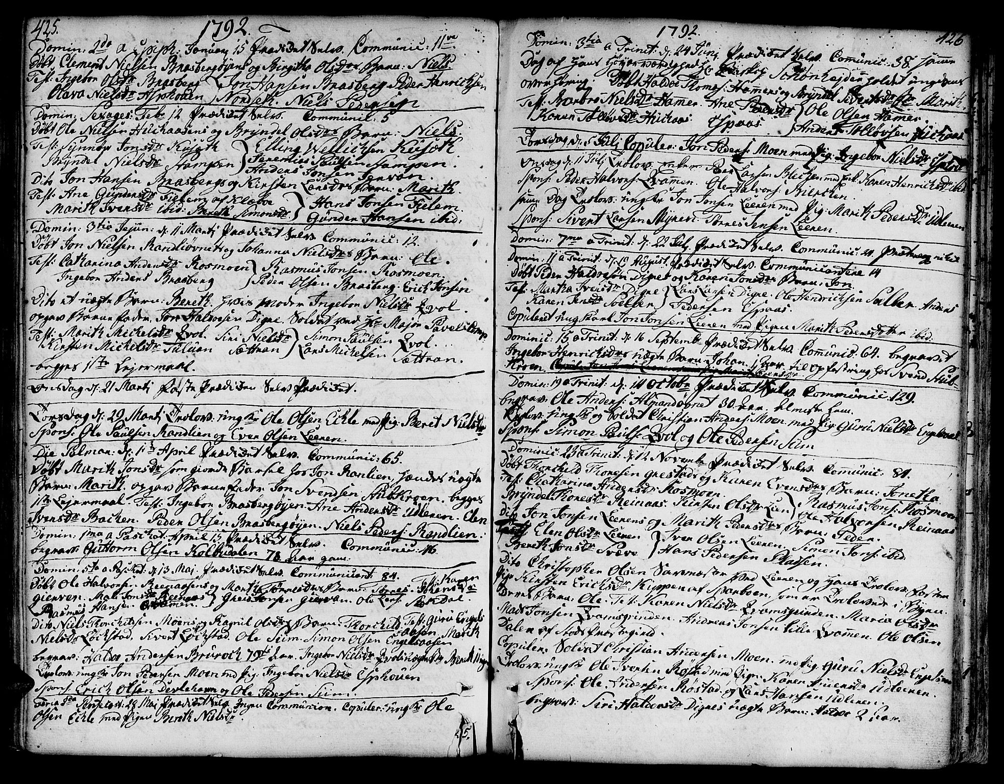 Ministerialprotokoller, klokkerbøker og fødselsregistre - Sør-Trøndelag, SAT/A-1456/606/L0282: Parish register (official) no. 606A02 /3, 1781-1817, p. 425-426