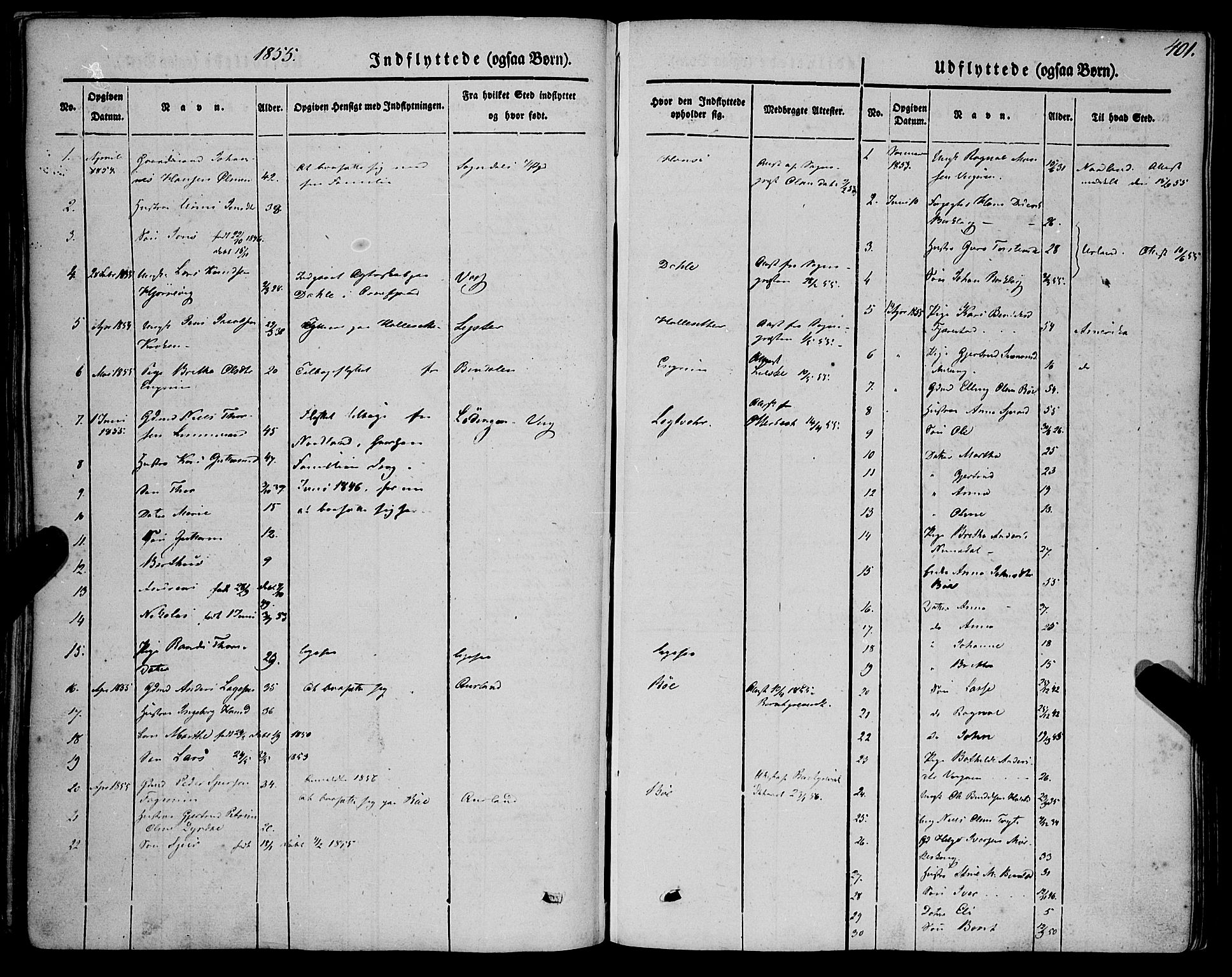 Vik sokneprestembete, AV/SAB-A-81501/H/Haa/Haaa/L0008: Parish register (official) no. A 8, 1846-1865, p. 401