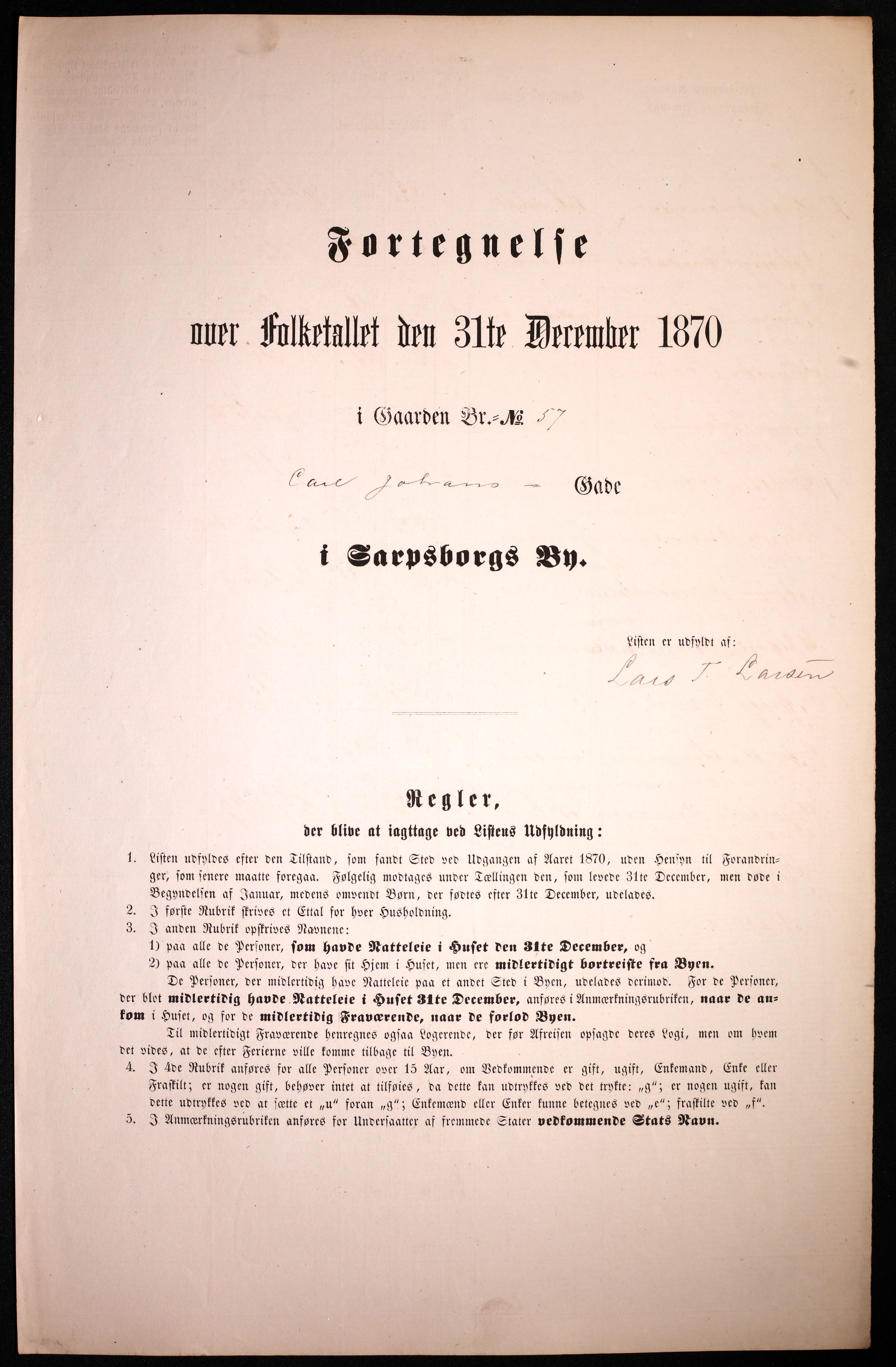 RA, 1870 census for 0102 Sarpsborg, 1870, p. 377