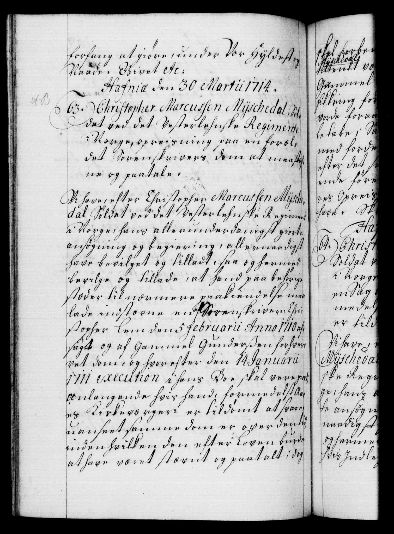 Danske Kanselli 1572-1799, AV/RA-EA-3023/F/Fc/Fca/Fcaa/L0021: Norske registre, 1712-1715, p. 268b