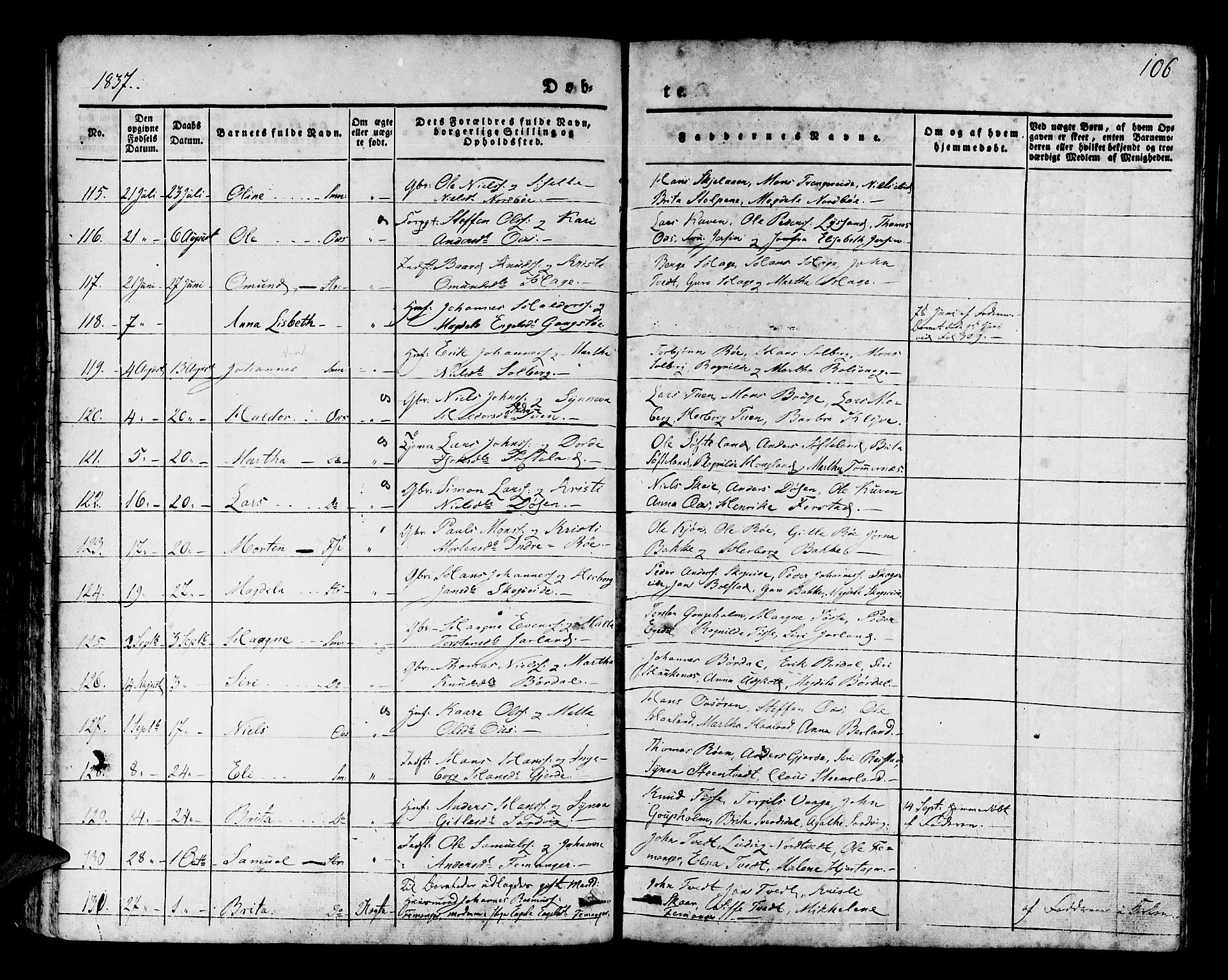 Os sokneprestembete, SAB/A-99929: Parish register (official) no. A 14, 1826-1839, p. 106