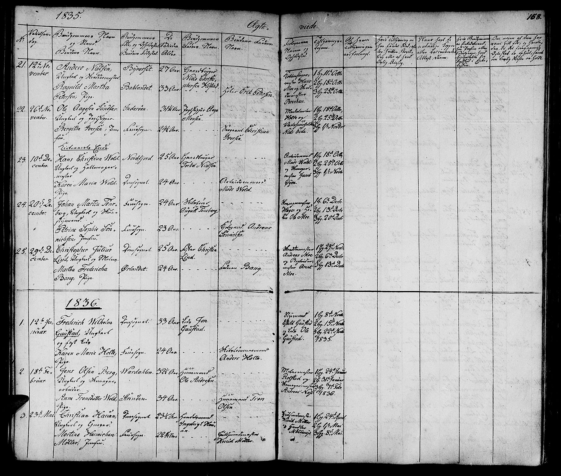 Ministerialprotokoller, klokkerbøker og fødselsregistre - Sør-Trøndelag, SAT/A-1456/602/L0136: Parish register (copy) no. 602C04, 1833-1845, p. 158