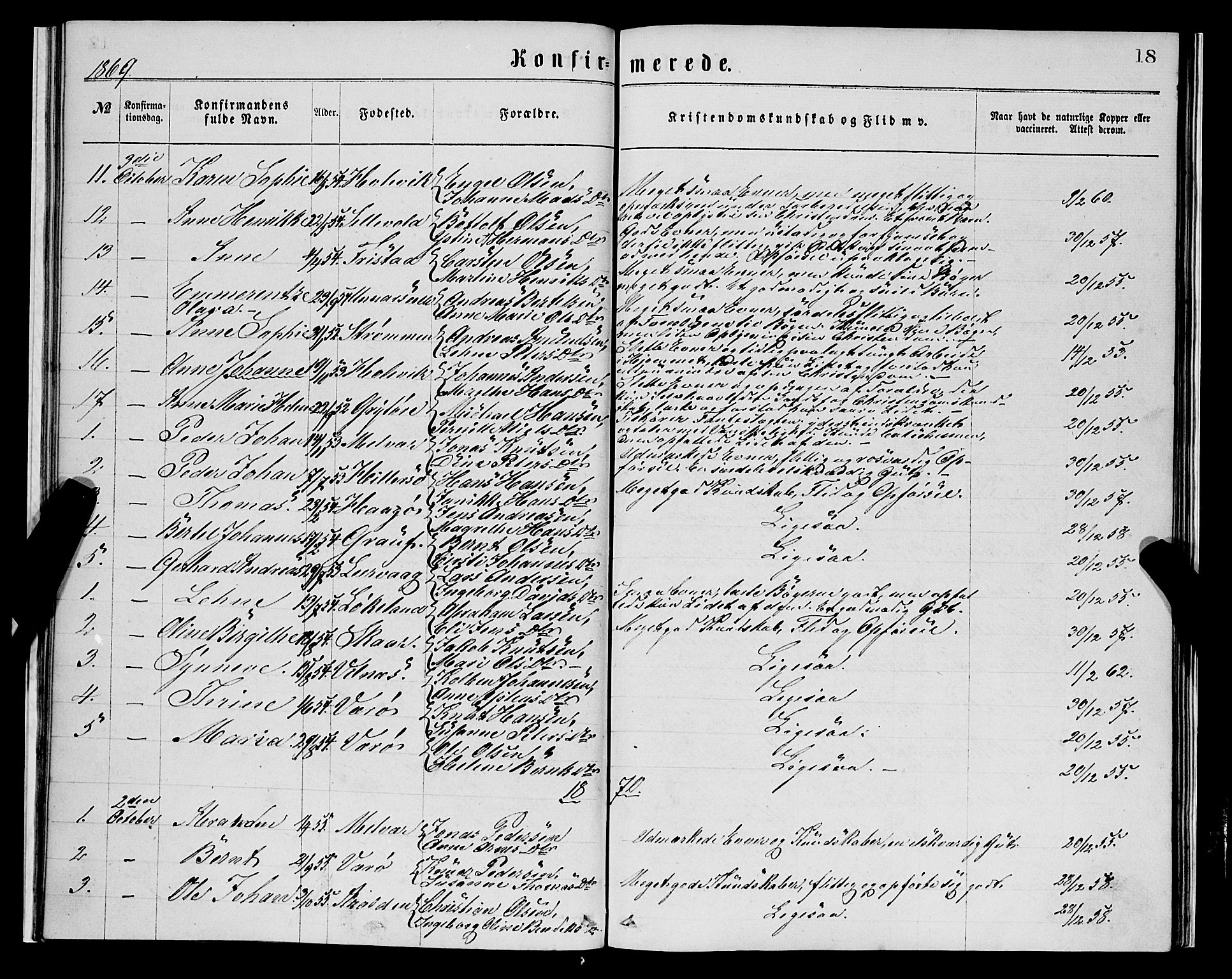 Askvoll sokneprestembete, SAB/A-79501/H/Haa/Haaa/L0013: Parish register (official) no. A 13, 1865-1878, p. 18