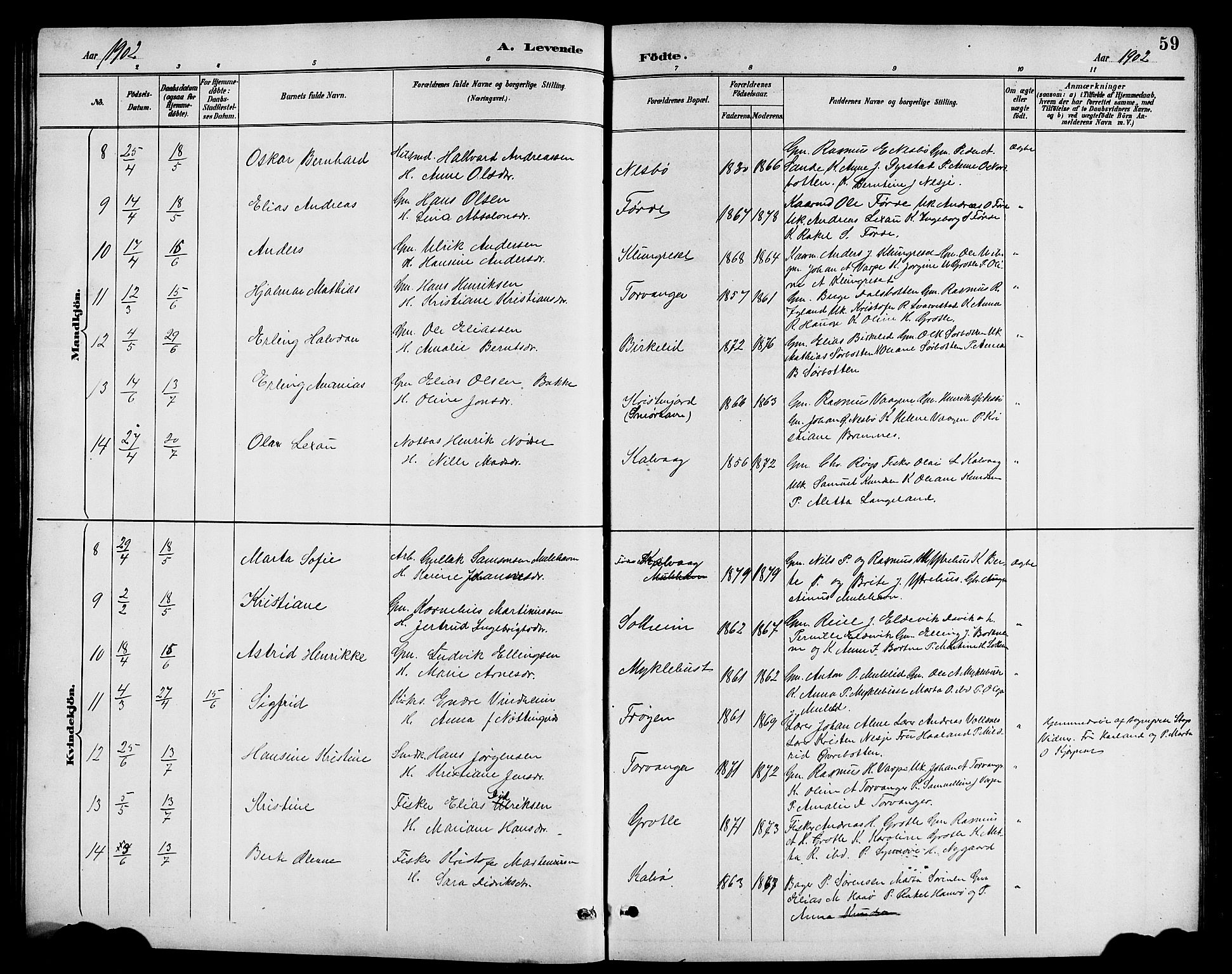 Bremanger sokneprestembete, AV/SAB-A-82201/H/Hab/Haba/L0003: Parish register (copy) no. A 3, 1890-1908, p. 59