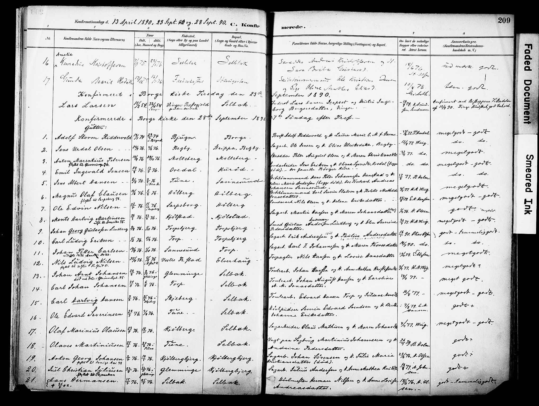 Borge prestekontor Kirkebøker, SAO/A-10903/F/Fa/L0008: Parish register (official) no. I 8B, 1887-1902, p. 209