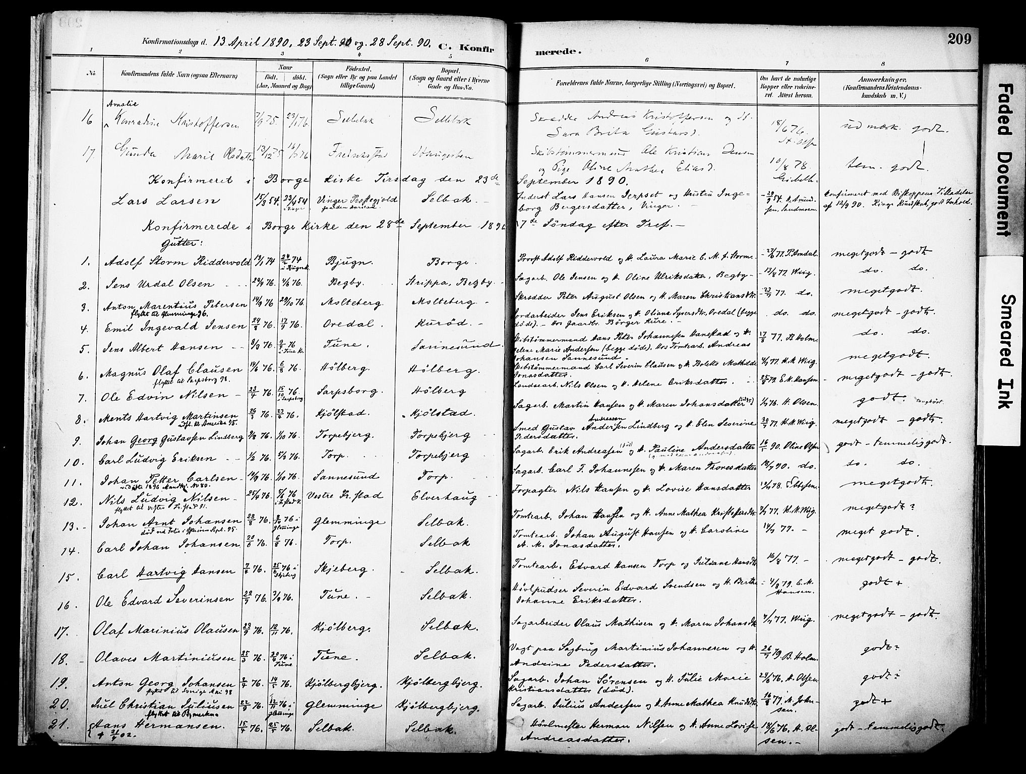 Borge prestekontor Kirkebøker, AV/SAO-A-10903/F/Fa/L0008: Parish register (official) no. I 8B, 1887-1902, p. 209