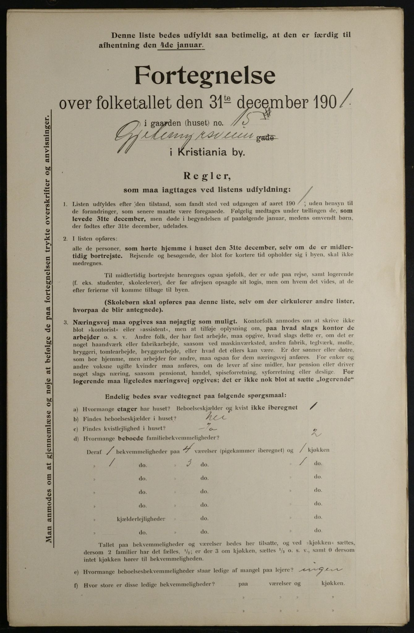 OBA, Municipal Census 1901 for Kristiania, 1901, p. 4606