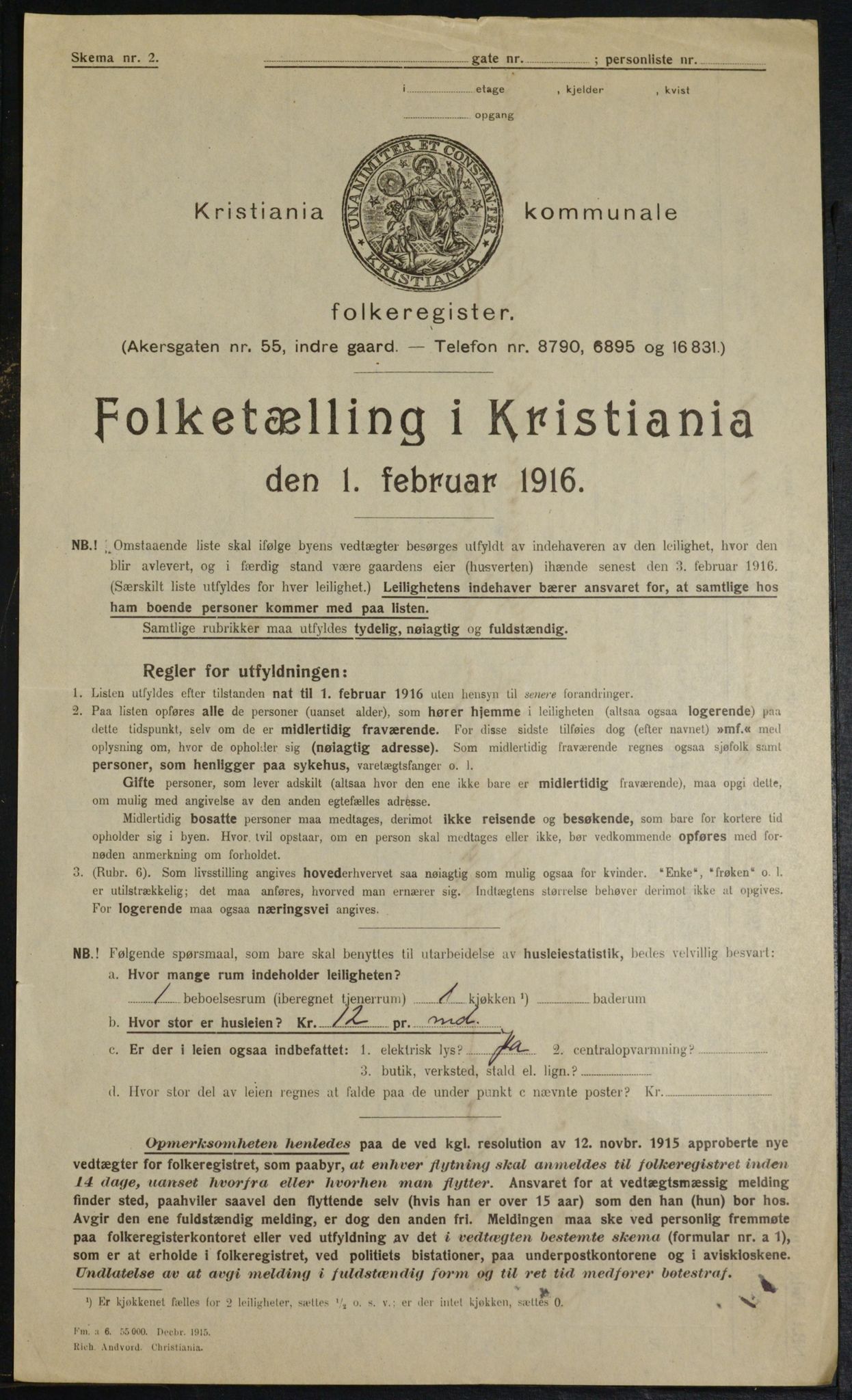 OBA, Municipal Census 1916 for Kristiania, 1916, p. 48416