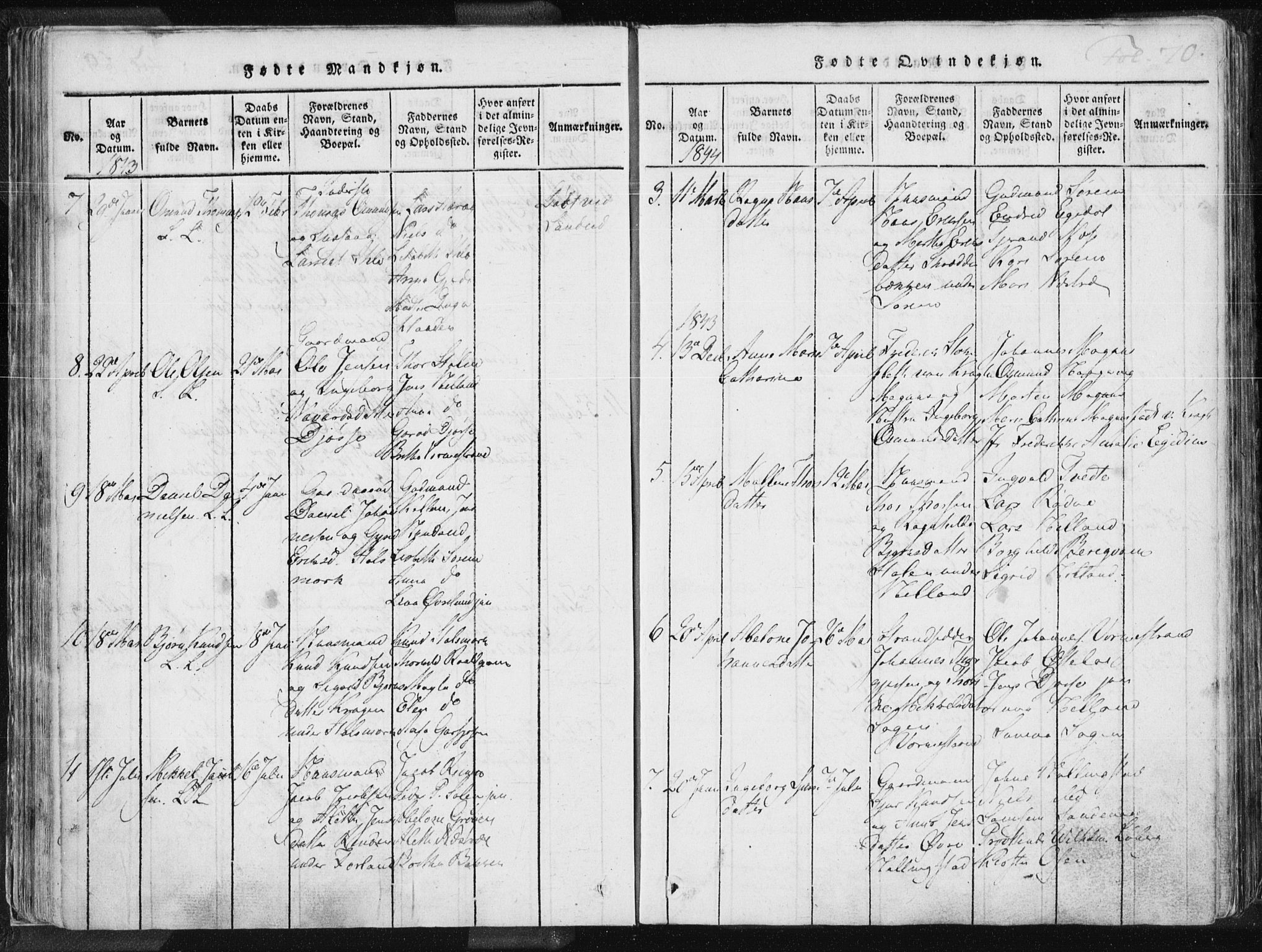 Vikedal sokneprestkontor, SAST/A-101840/01/IV: Parish register (official) no. A 3, 1817-1850, p. 70