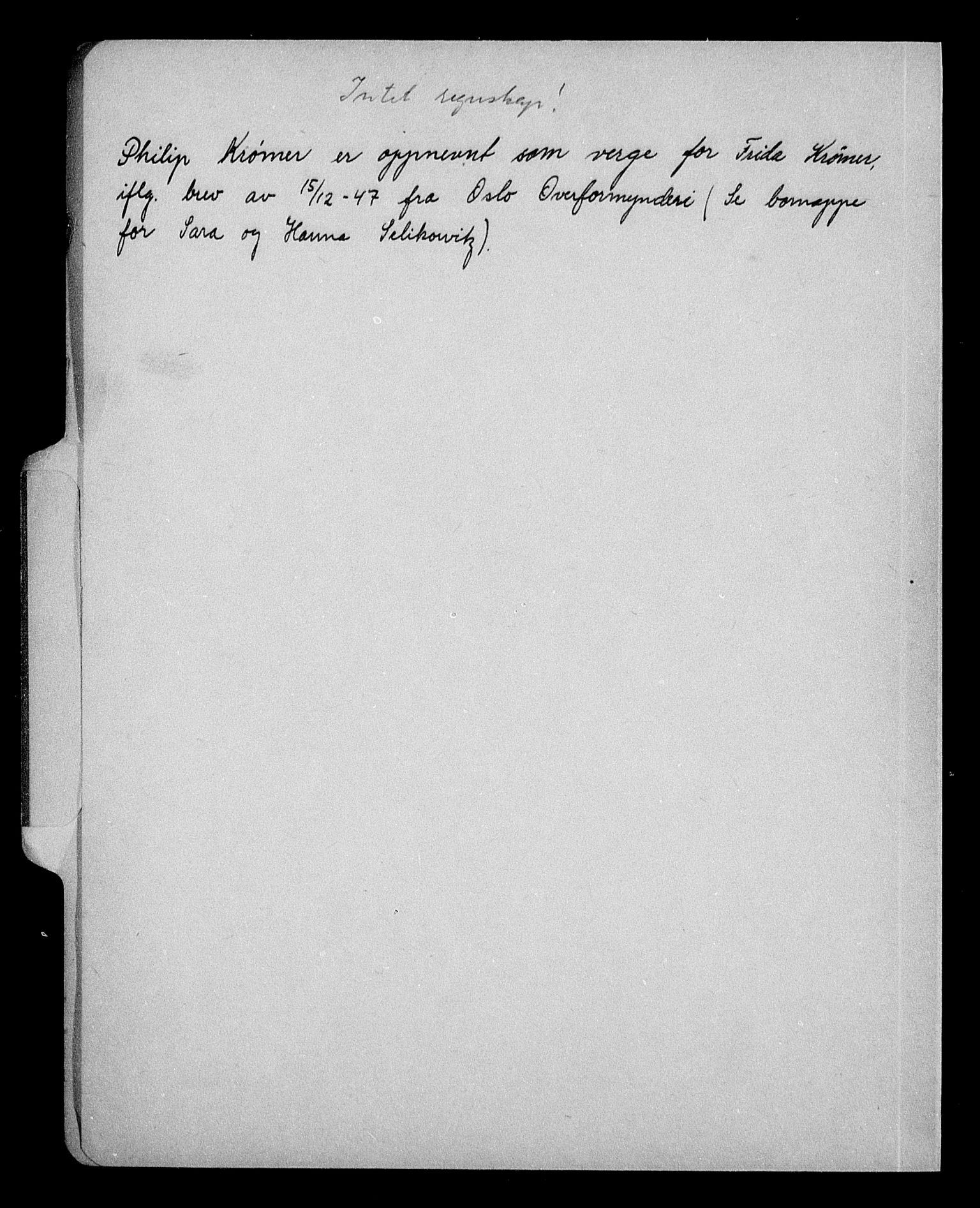 Justisdepartementet, Tilbakeføringskontoret for inndratte formuer, AV/RA-S-1564/H/Hc/Hcc/L0954: --, 1945-1947, p. 3