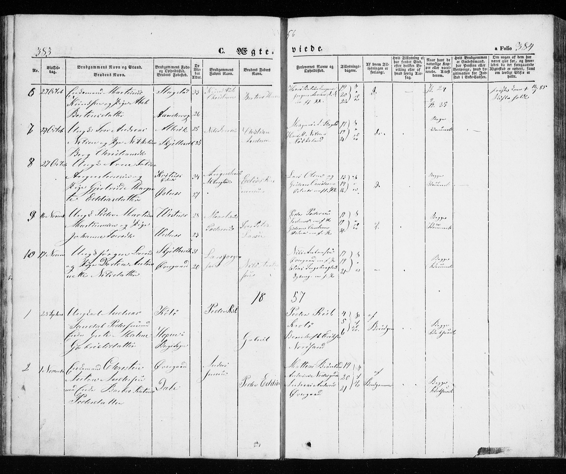 Trondenes sokneprestkontor, SATØ/S-1319/H/Ha/L0010kirke: Parish register (official) no. 10, 1840-1865, p. 383-384