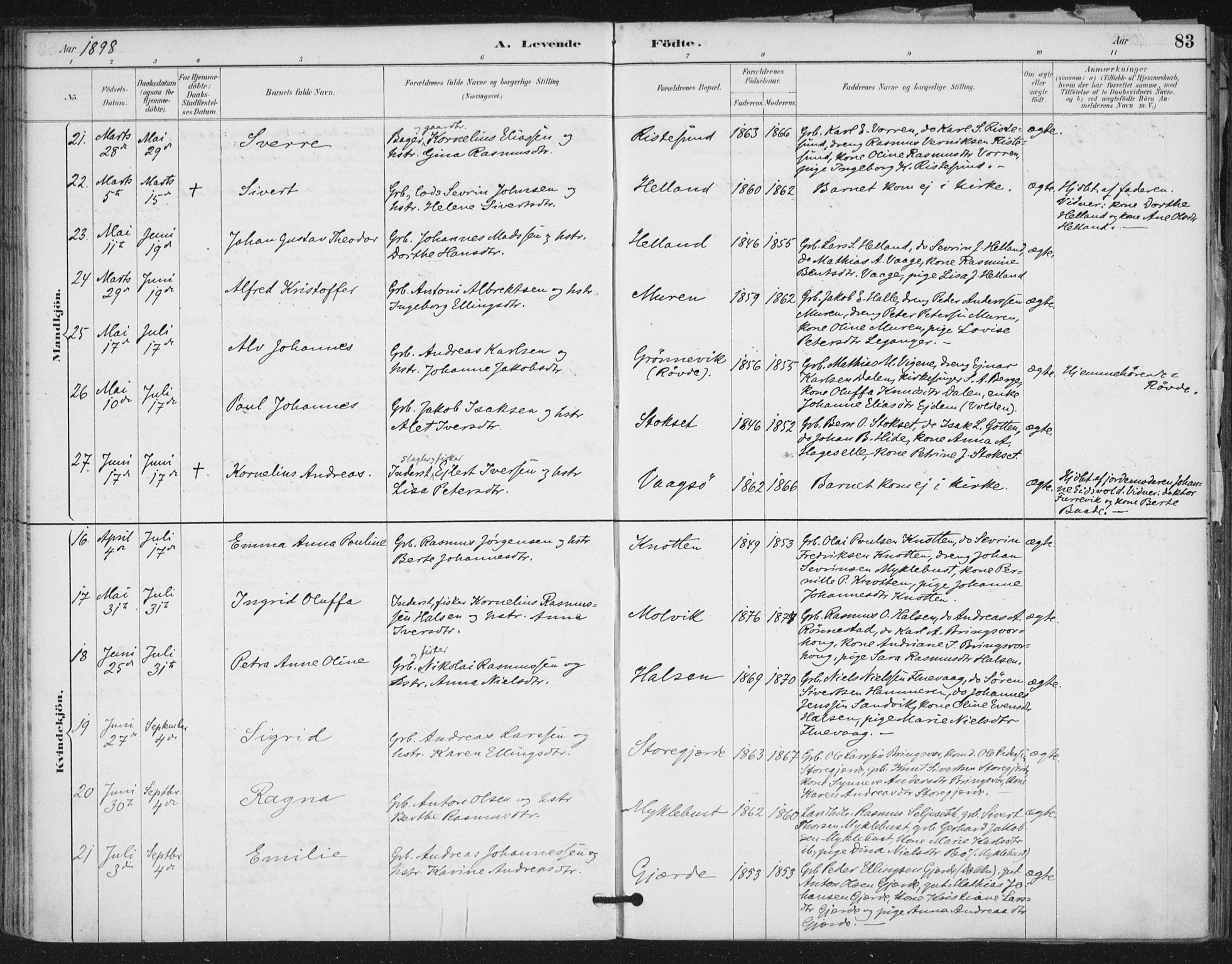 Ministerialprotokoller, klokkerbøker og fødselsregistre - Møre og Romsdal, AV/SAT-A-1454/503/L0037: Parish register (official) no. 503A05, 1884-1900, p. 83