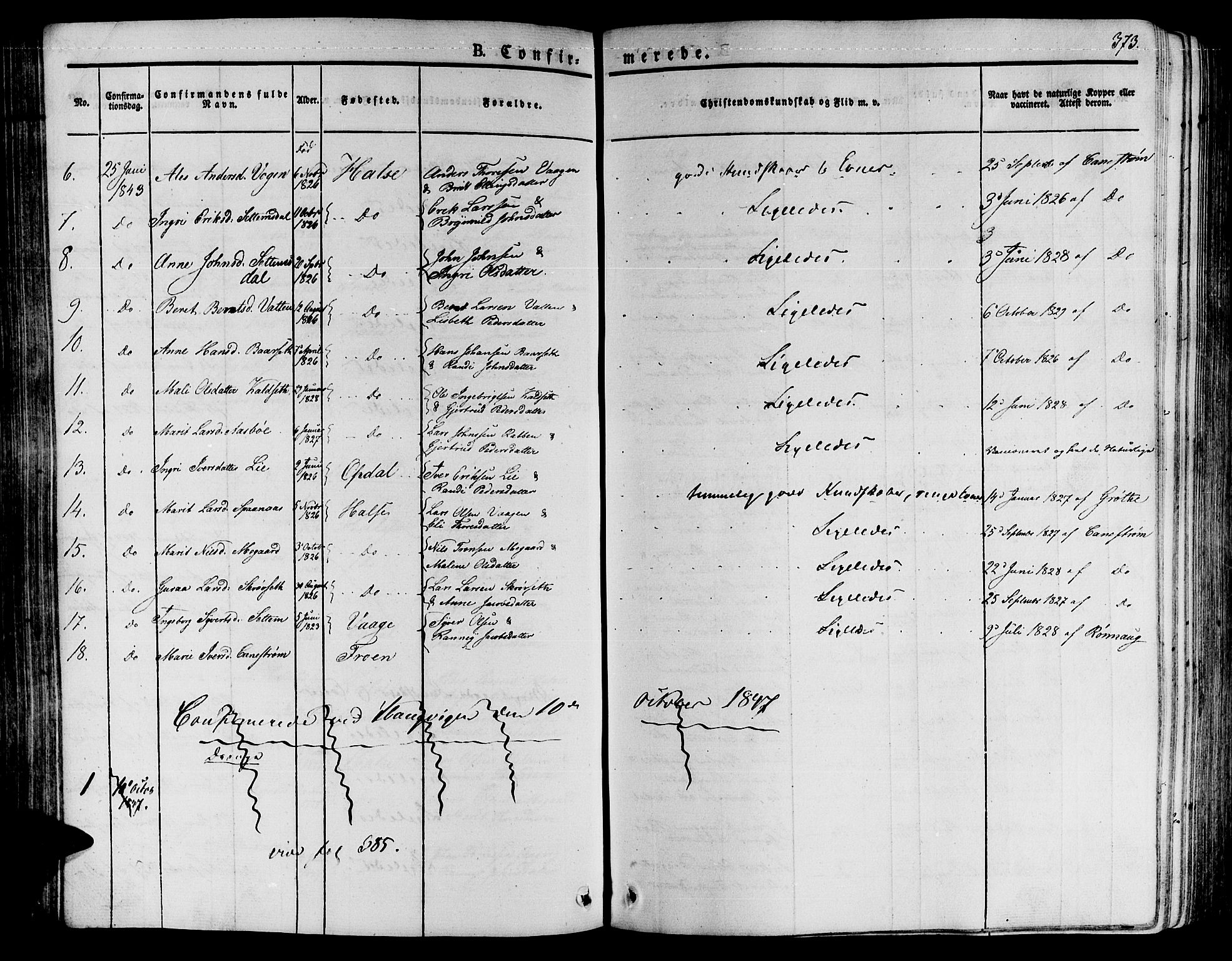 Ministerialprotokoller, klokkerbøker og fødselsregistre - Møre og Romsdal, SAT/A-1454/592/L1025: Parish register (official) no. 592A03 /2, 1831-1849, p. 373