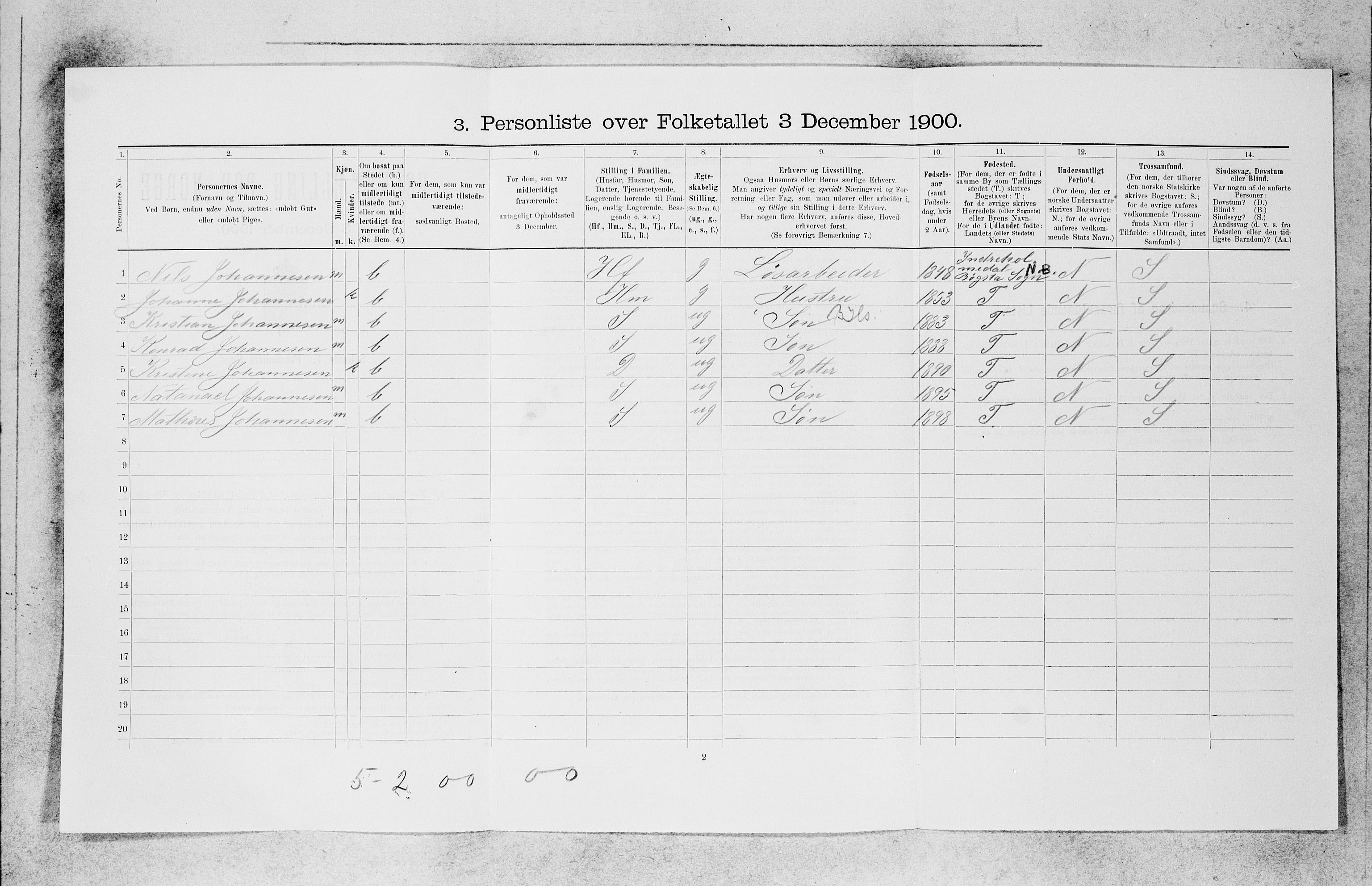 SAB, 1900 census for Bergen, 1900, p. 18953