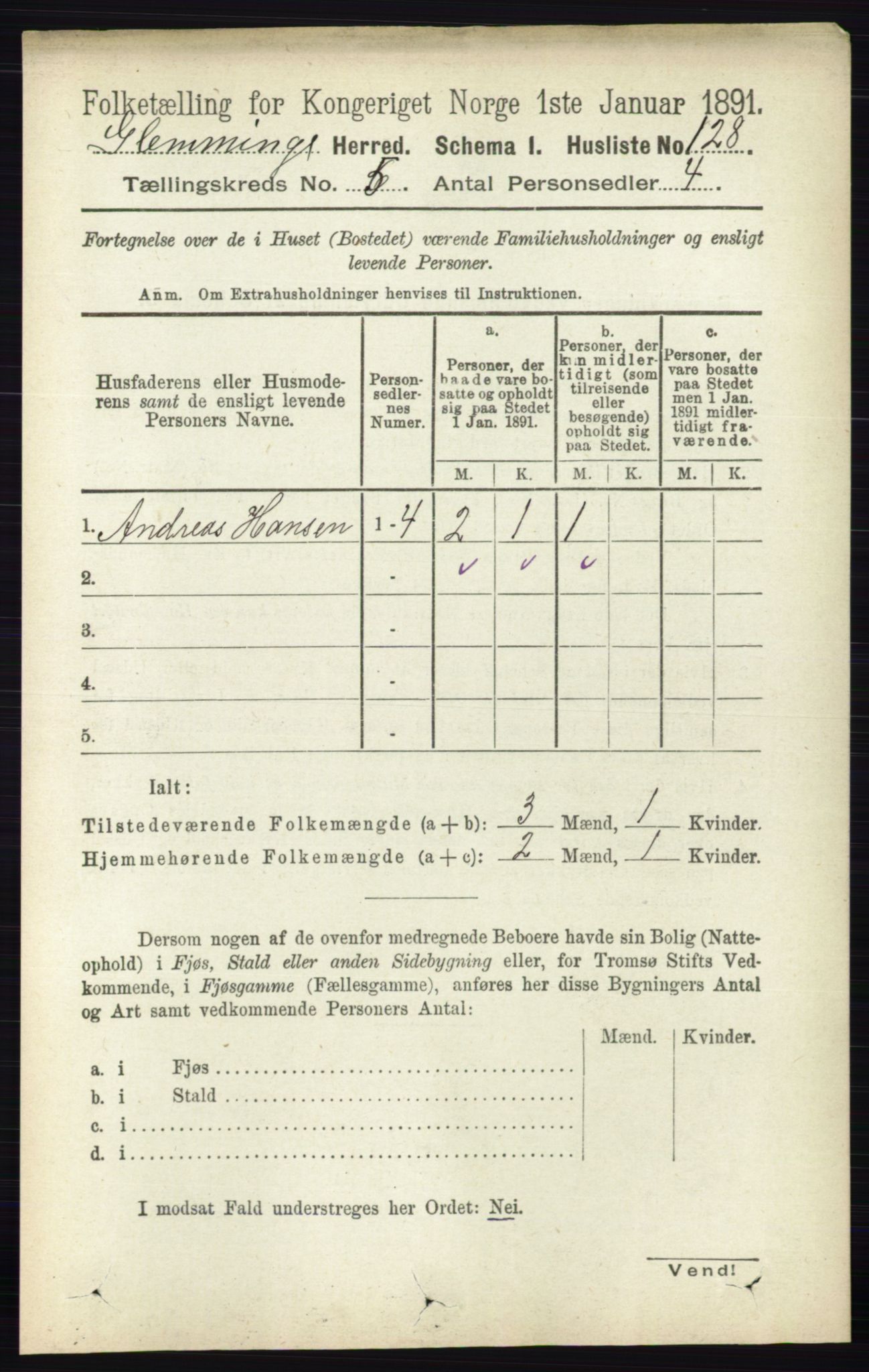 RA, 1891 census for 0132 Glemmen, 1891, p. 6025