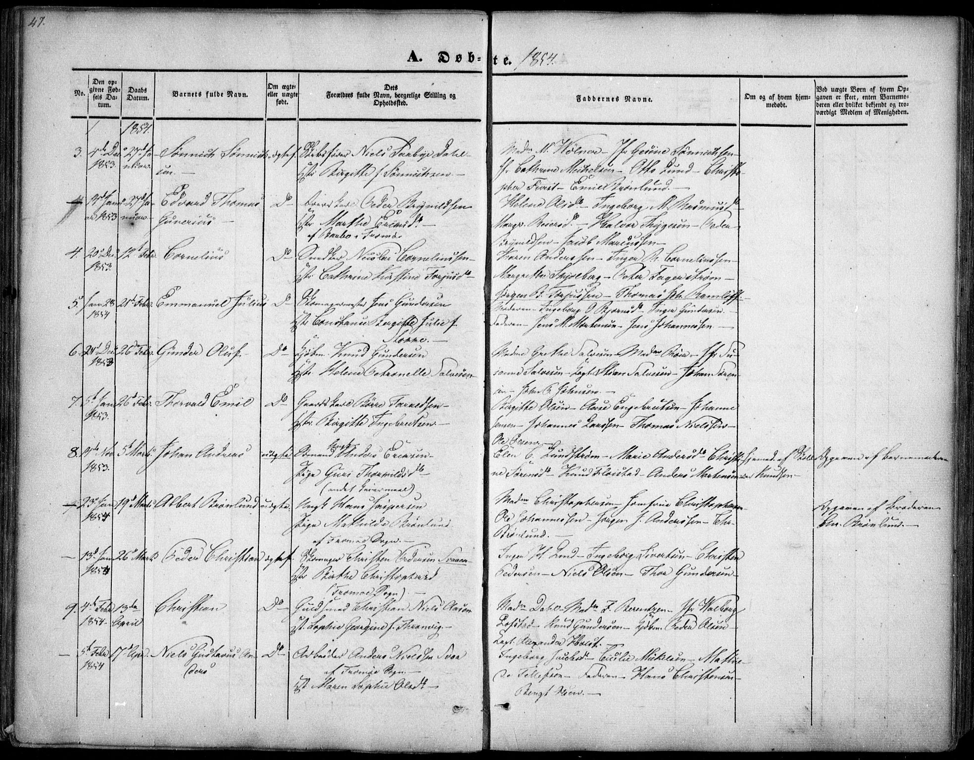 Arendal sokneprestkontor, Trefoldighet, SAK/1111-0040/F/Fa/L0005: Parish register (official) no. A 5, 1838-1854, p. 47