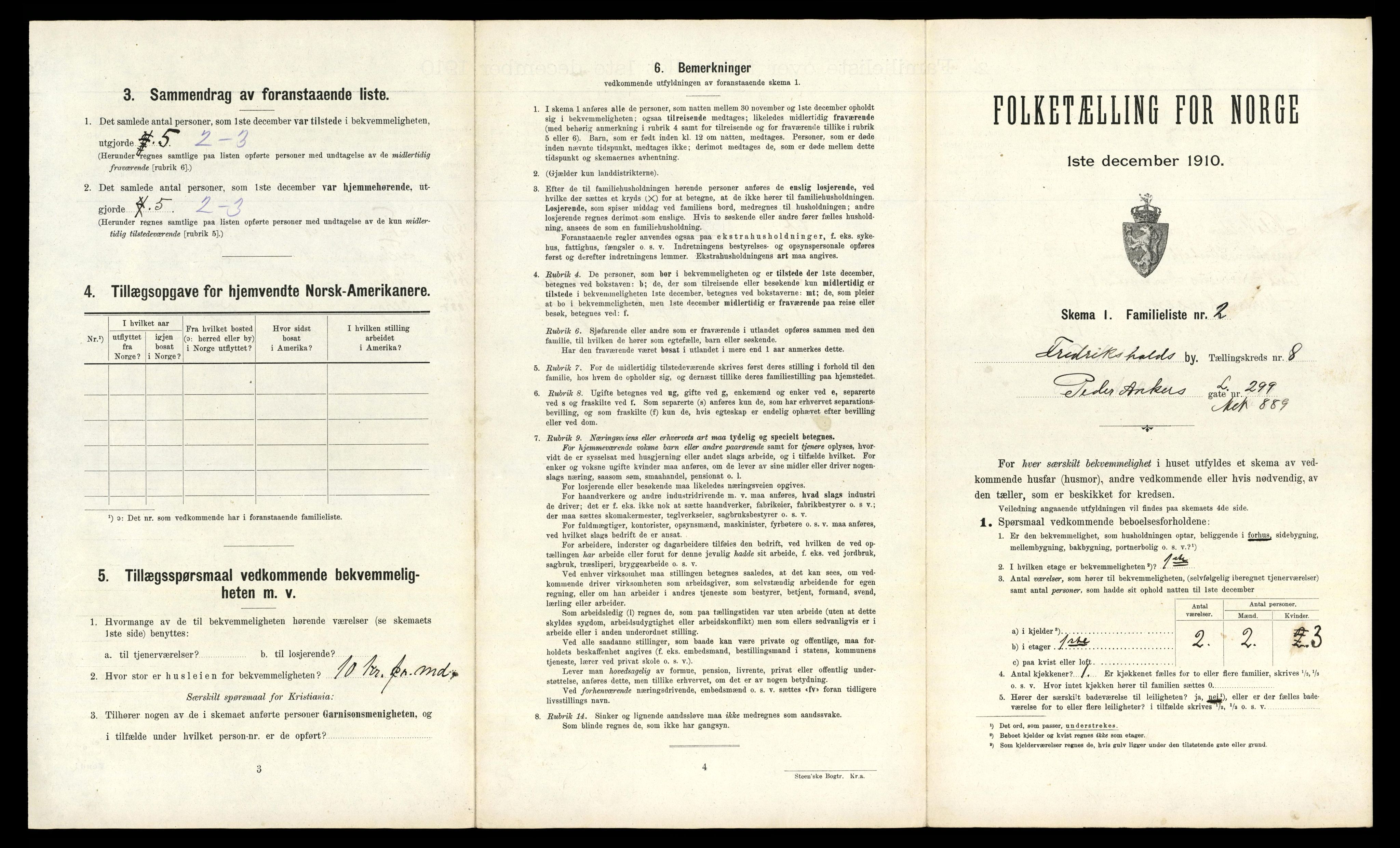 RA, 1910 census for Fredrikshald, 1910, p. 2238