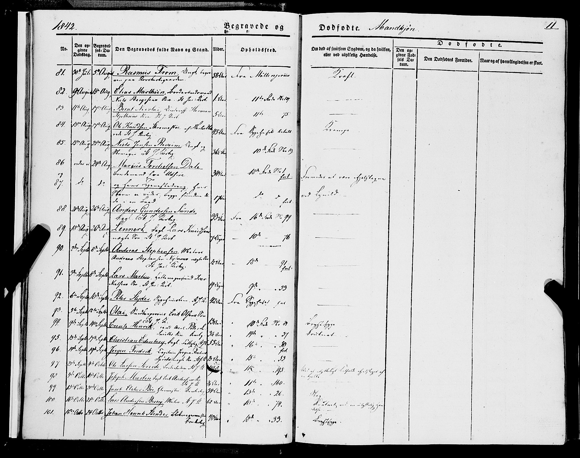 Domkirken sokneprestembete, AV/SAB-A-74801/H/Haa/L0040: Parish register (official) no. E 1, 1841-1853, p. 11