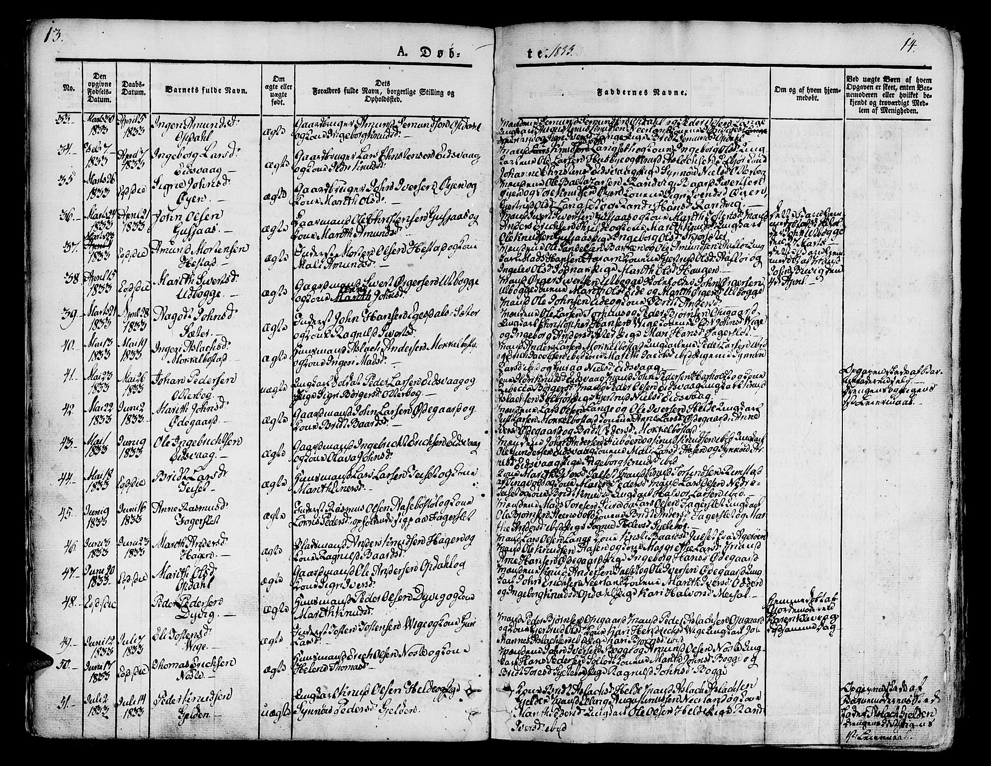 Ministerialprotokoller, klokkerbøker og fødselsregistre - Møre og Romsdal, AV/SAT-A-1454/551/L0624: Parish register (official) no. 551A04, 1831-1845, p. 13-14