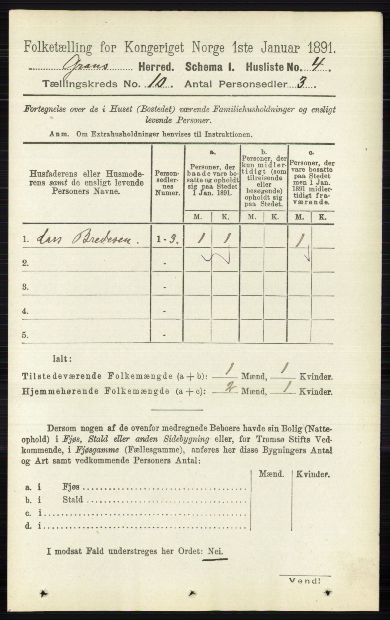 RA, 1891 census for 0534 Gran, 1891, p. 4573