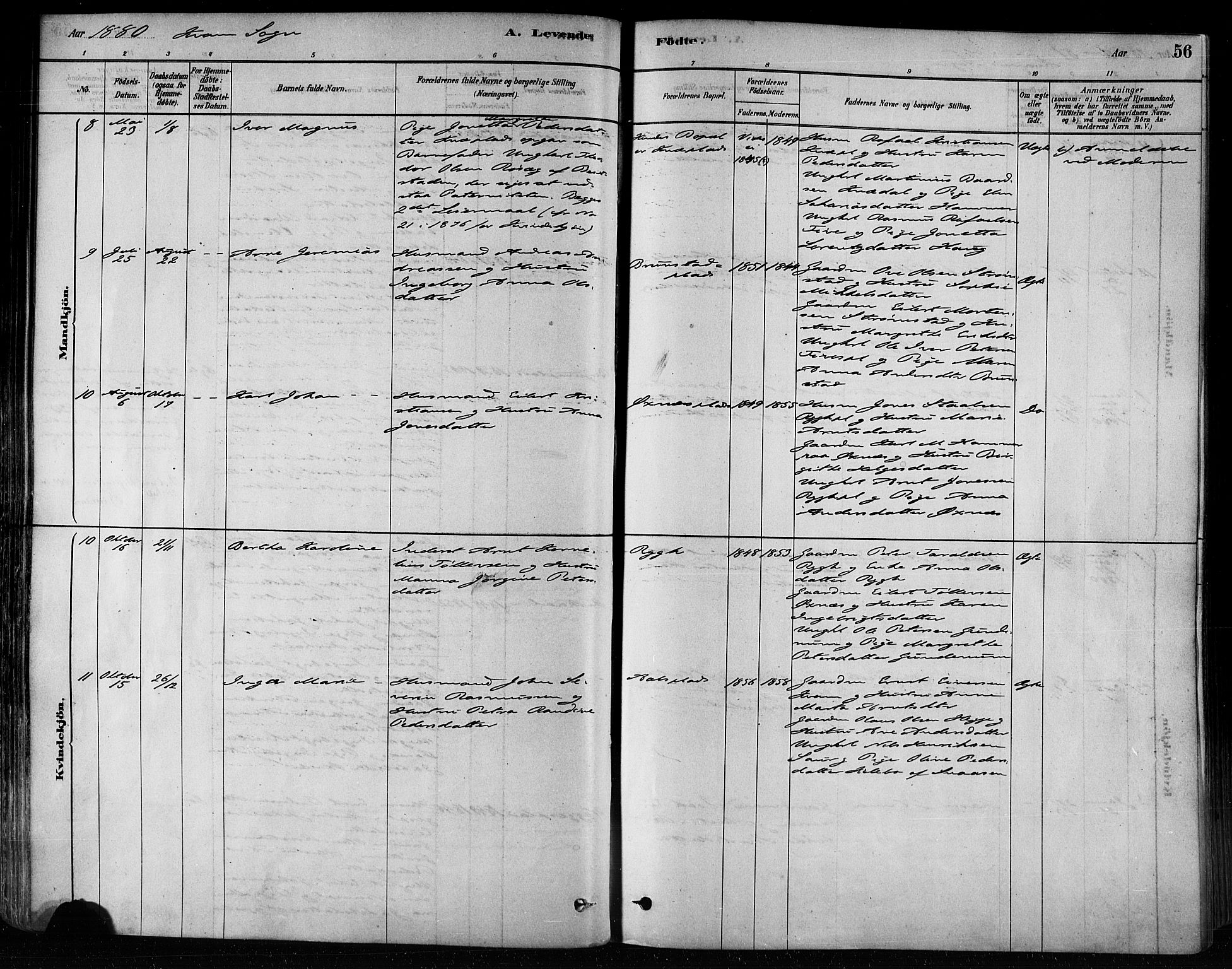 Ministerialprotokoller, klokkerbøker og fødselsregistre - Nord-Trøndelag, SAT/A-1458/746/L0449: Parish register (official) no. 746A07 /2, 1878-1899, p. 56
