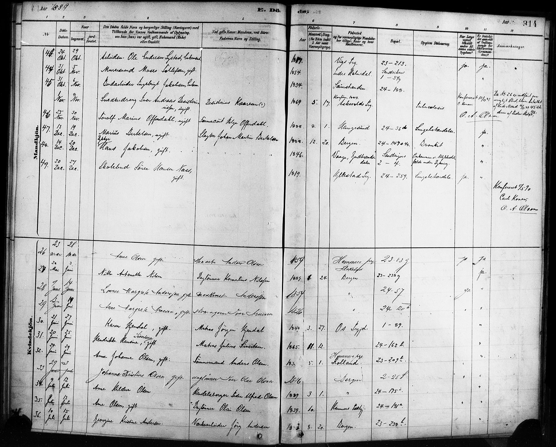 Sandviken Sokneprestembete, AV/SAB-A-77601/H/Ha/L0002: Parish register (official) no. A 2, 1878-1896, p. 314