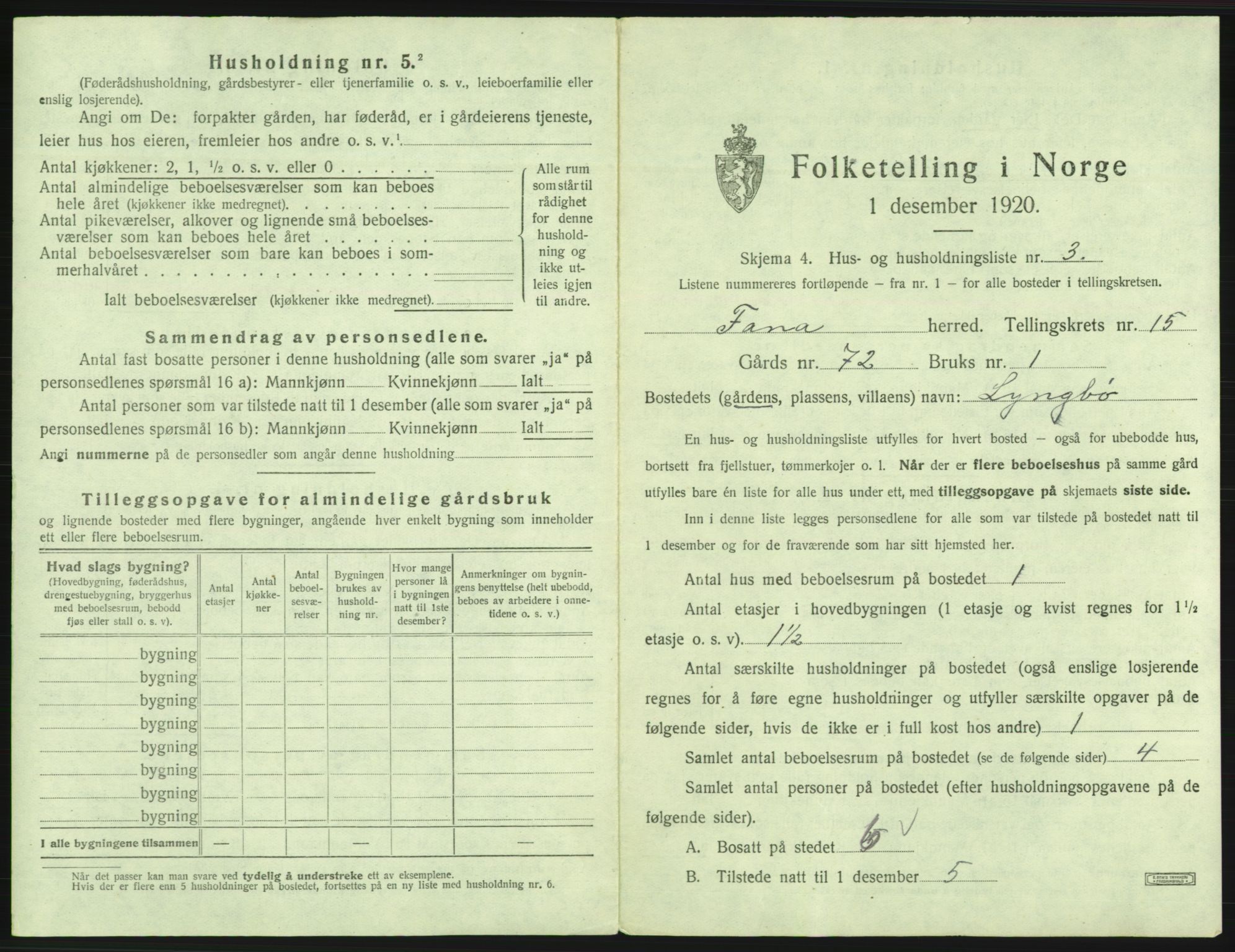 SAB, 1920 census for Fana, 1920, p. 2472