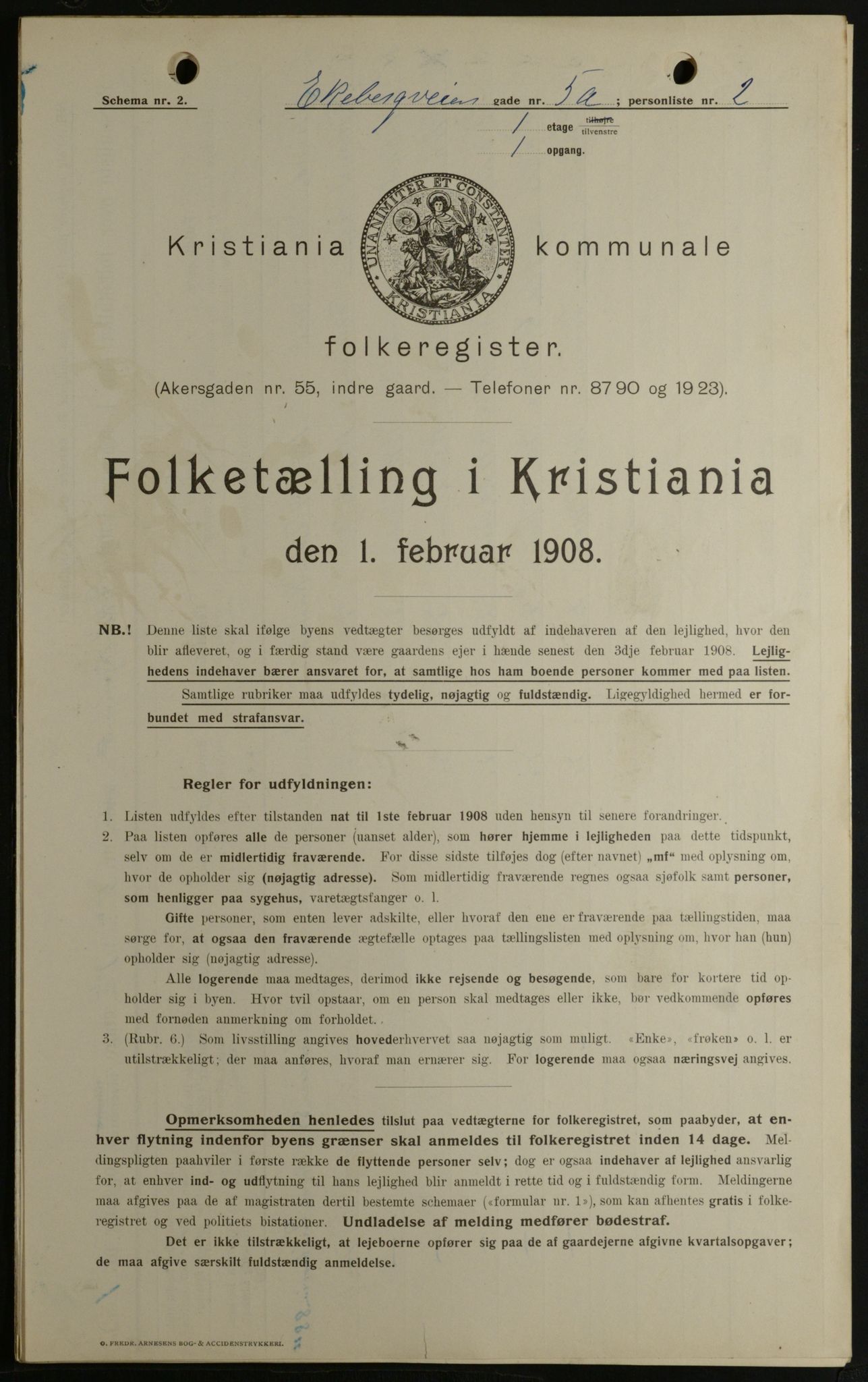 OBA, Municipal Census 1908 for Kristiania, 1908, p. 18464