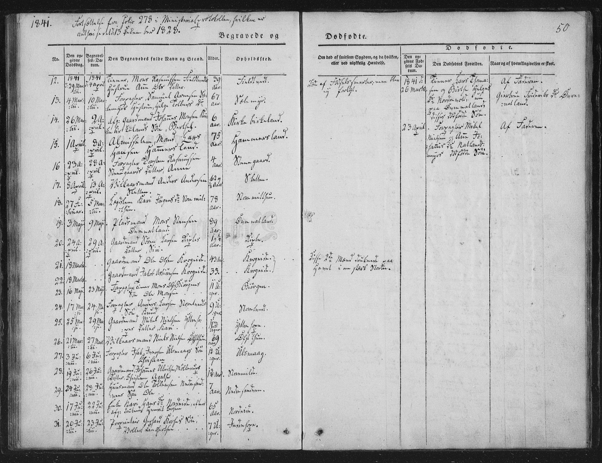 Fana Sokneprestembete, SAB/A-75101/H/Haa/Haaa/L0010: Parish register (official) no. A 10, 1841-1851, p. 50