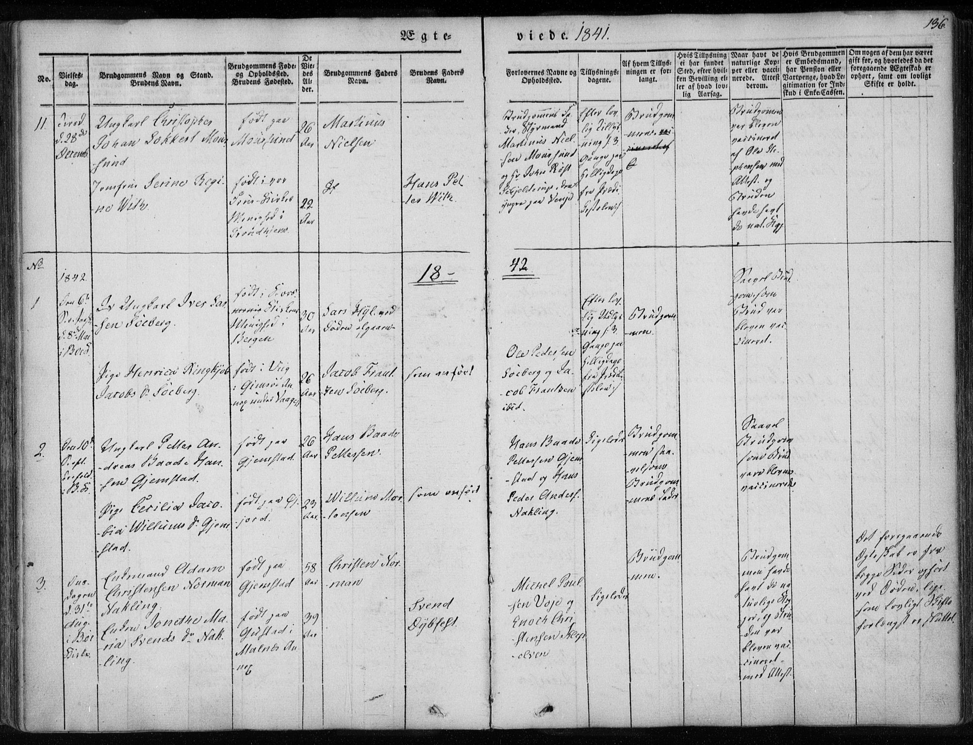 Ministerialprotokoller, klokkerbøker og fødselsregistre - Nordland, AV/SAT-A-1459/891/L1299: Parish register (official) no. 891A04, 1841-1856, p. 136