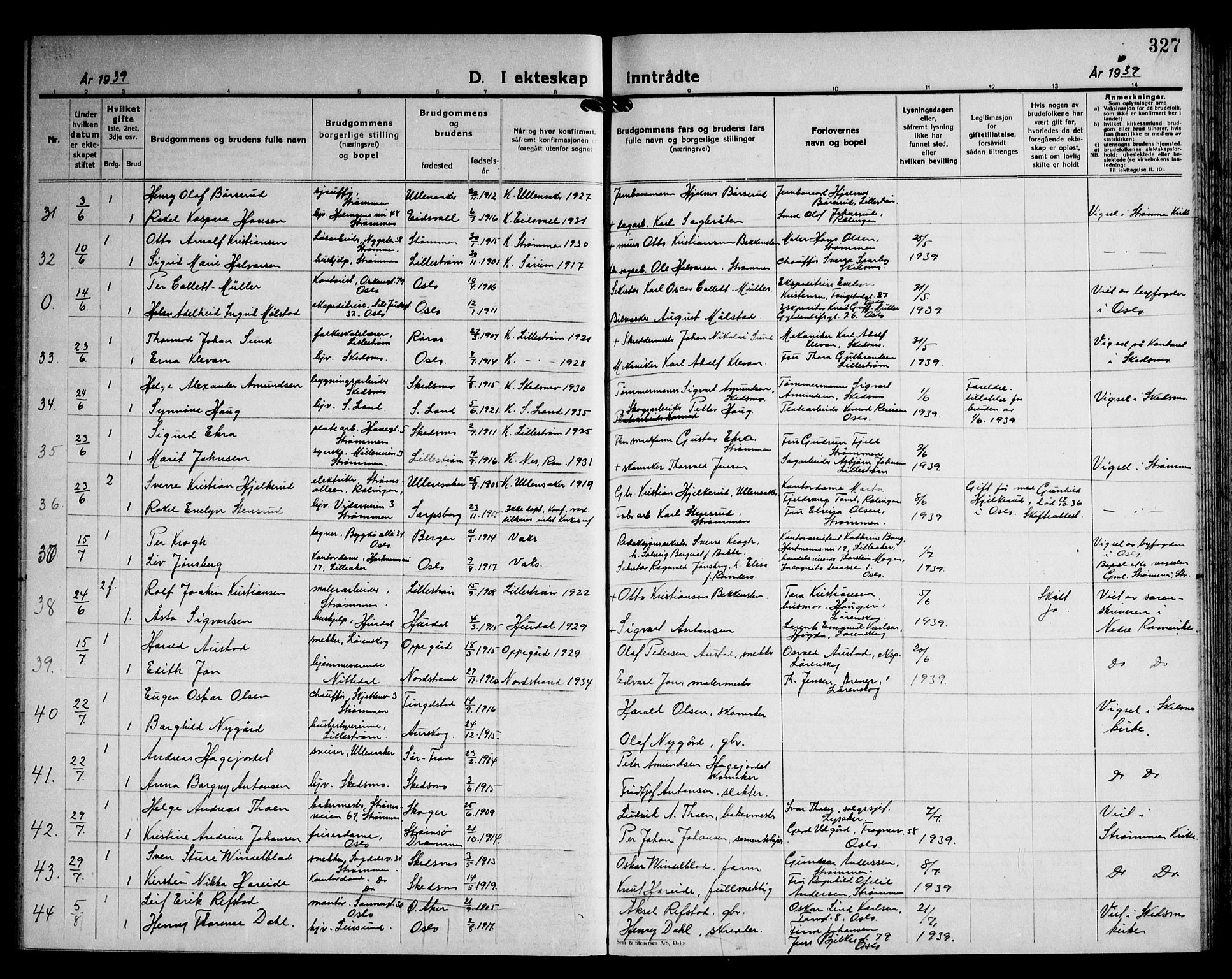 Skedsmo prestekontor Kirkebøker, AV/SAO-A-10033a/G/Ga/L0007: Parish register (copy) no. I 7, 1926-1945, p. 327