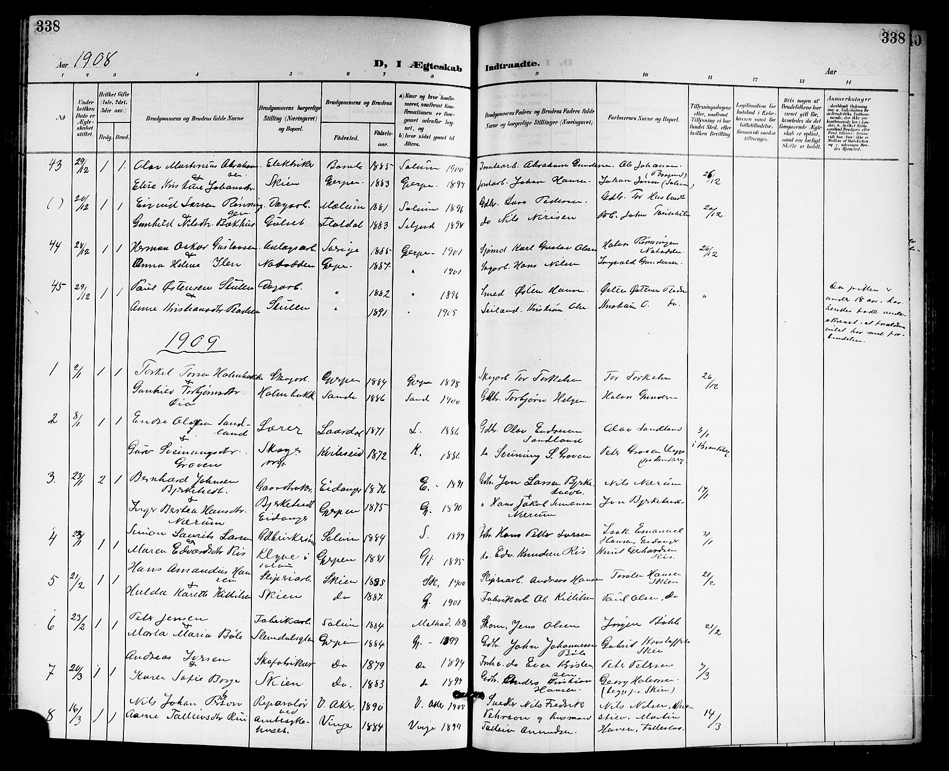 Gjerpen kirkebøker, SAKO/A-265/G/Ga/L0003: Parish register (copy) no. I 3, 1901-1919, p. 338