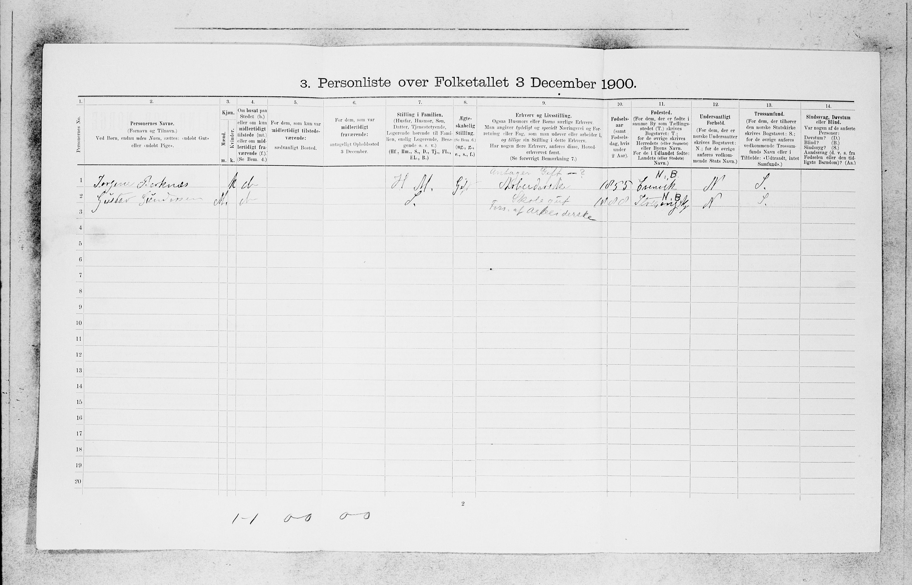 SAB, 1900 census for Bergen, 1900, p. 20499