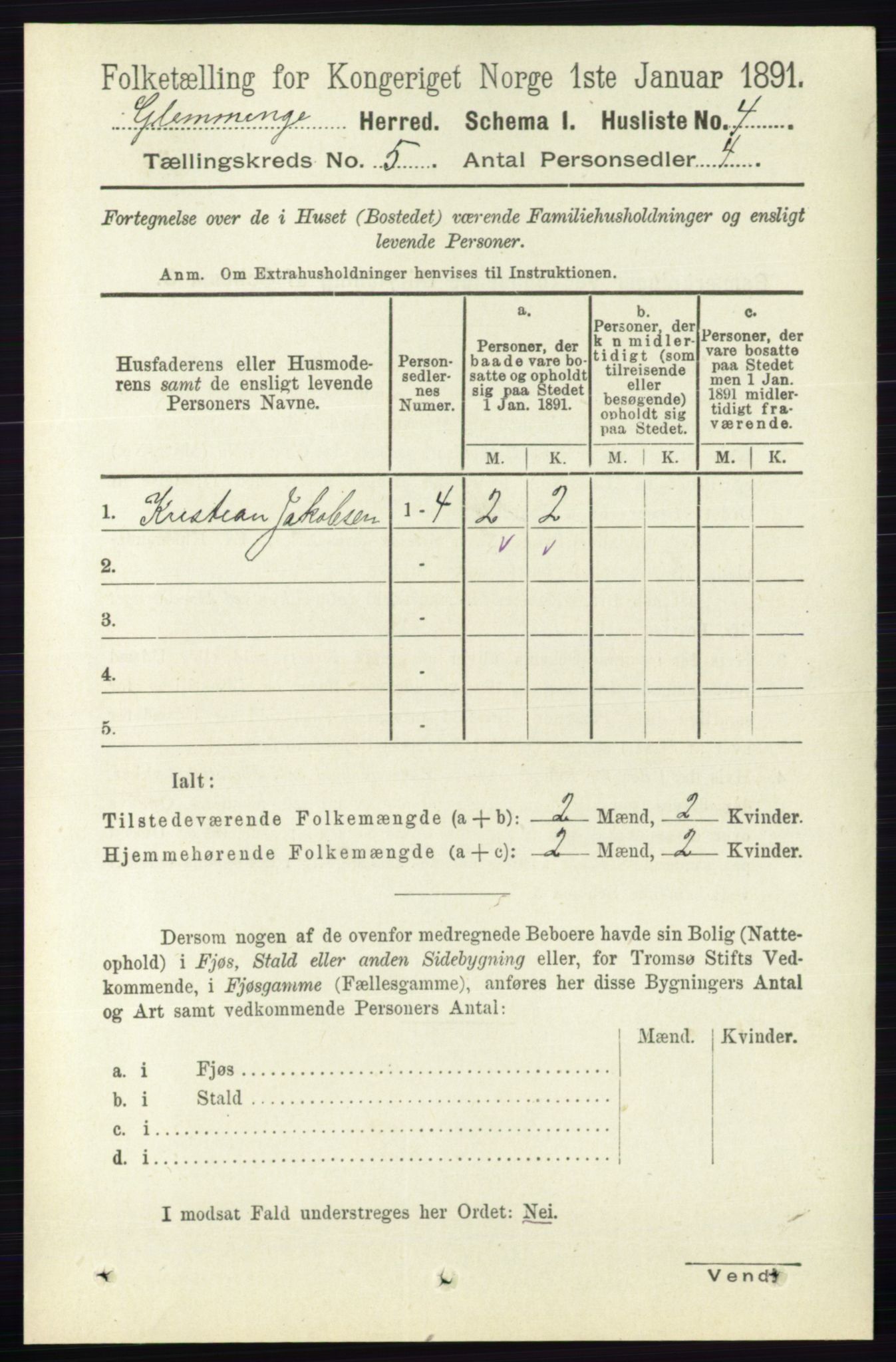 RA, 1891 census for 0132 Glemmen, 1891, p. 5901