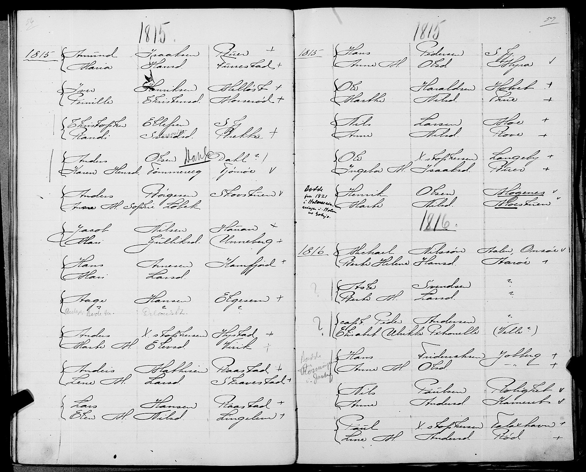 Sandar sokneprestkontor, SAKO/A-242/Y/Ya/L0006: Other parish register no. 1 /1, 1709-1871, p. 56-57