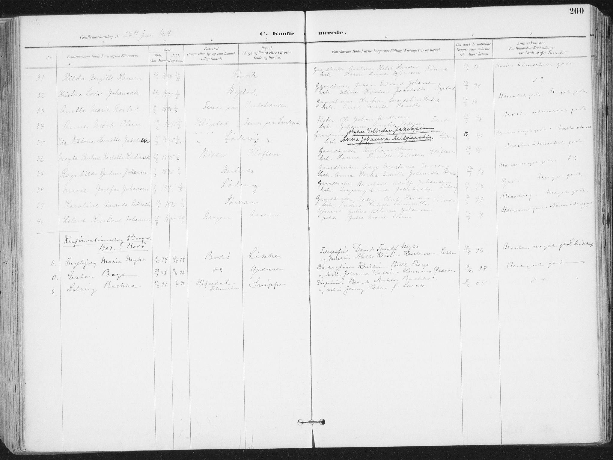 Ministerialprotokoller, klokkerbøker og fødselsregistre - Nordland, AV/SAT-A-1459/802/L0055: Parish register (official) no. 802A02, 1894-1915, p. 260