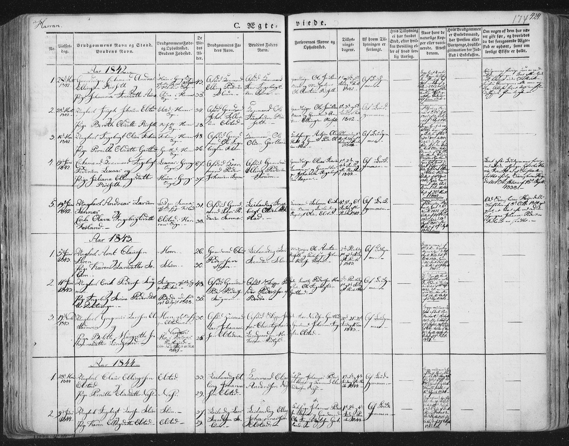 Ministerialprotokoller, klokkerbøker og fødselsregistre - Nord-Trøndelag, SAT/A-1458/758/L0513: Parish register (official) no. 758A02 /3, 1839-1868, p. 174